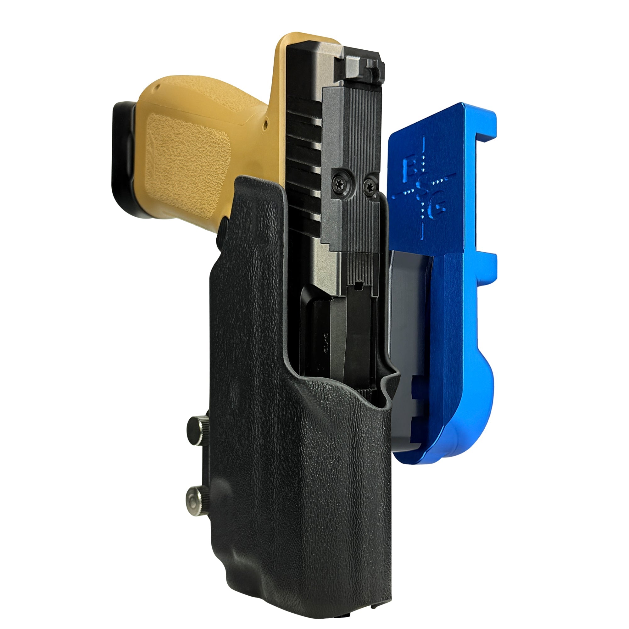 Rost RM1C w TLR7X IPSC/USPA Quick Mount Holster with Blue Belt Attachment, Black Holster Shell