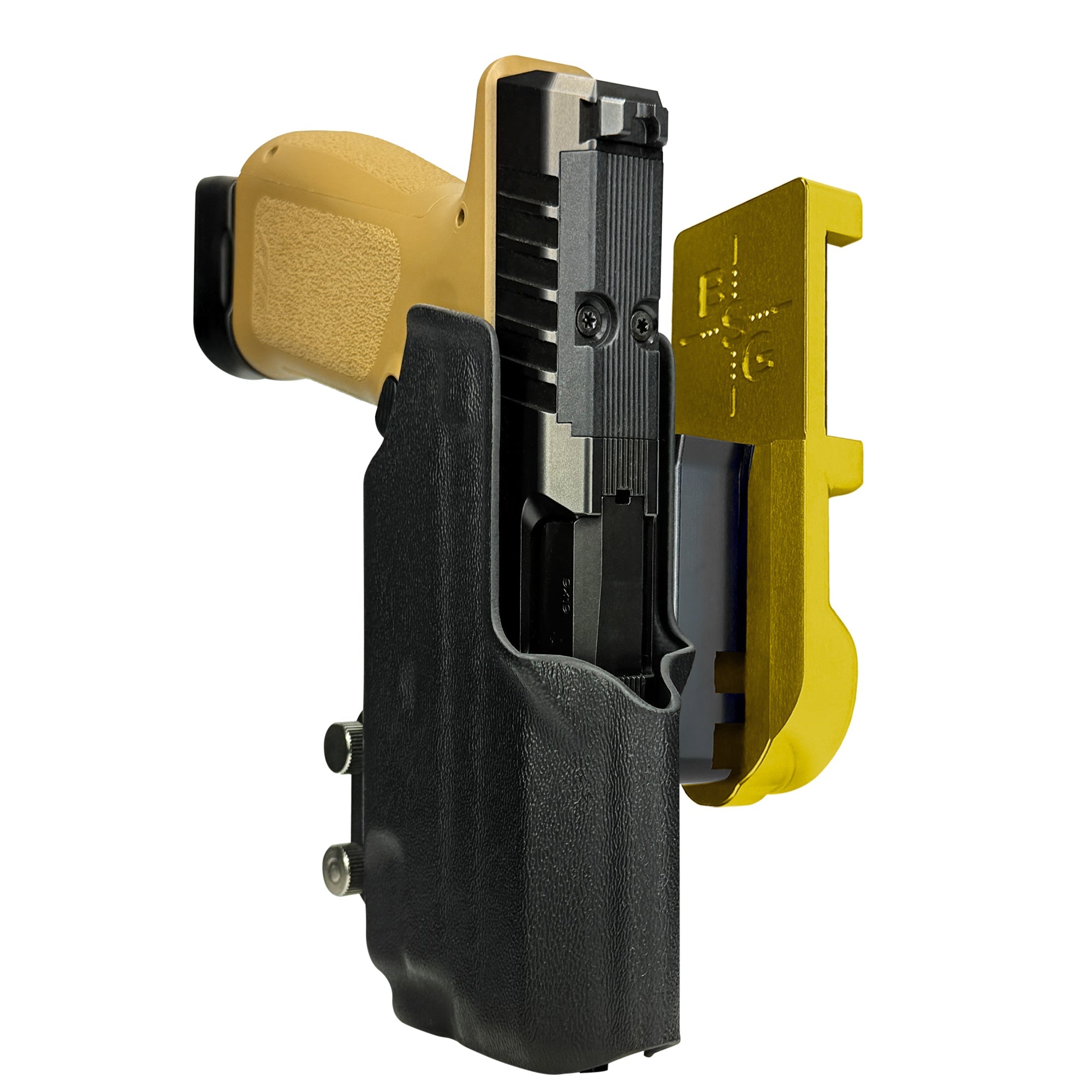 Rost RM1C w TLR7X IPSC/USPA Quick Mount Holster with 24K Gold Belt Attachment, Black Holster Shell