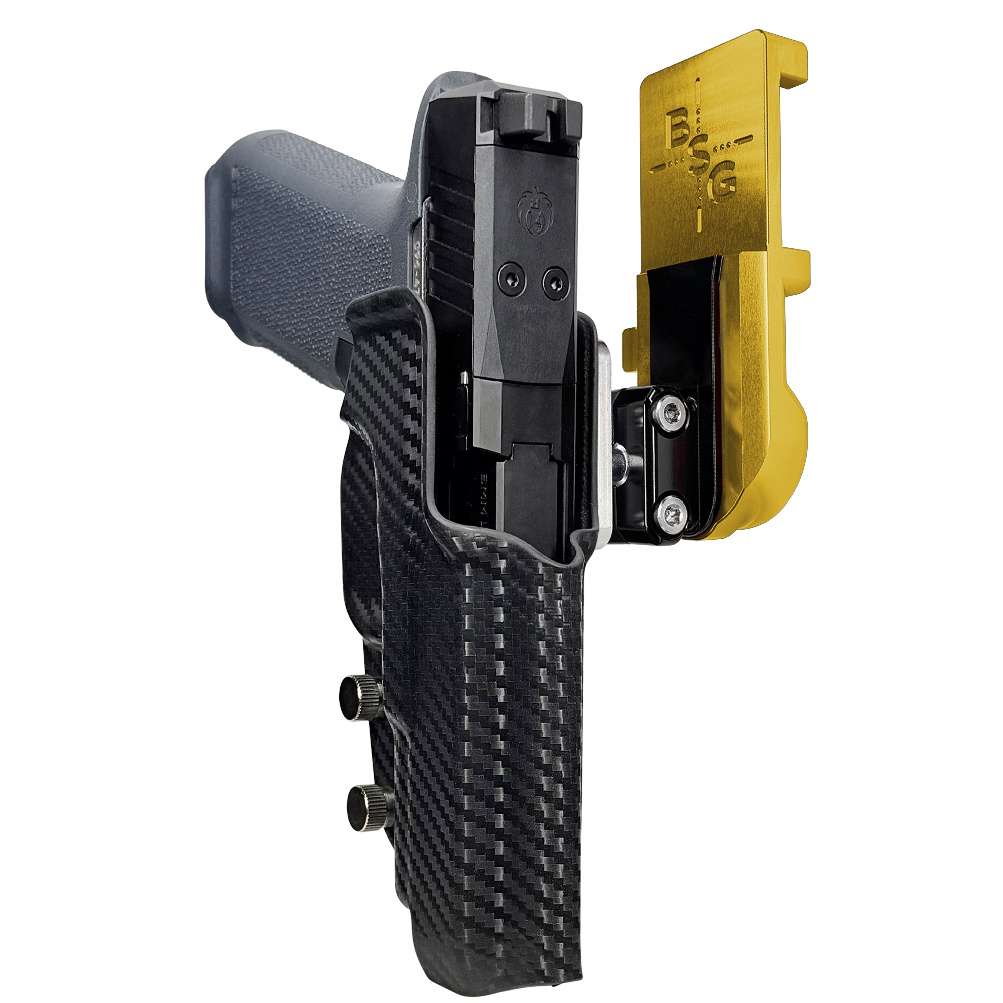 Staccato HD P4 IPSC/USPA Quick Mount Ball Joint Holster with 24K Gold Belt Attachment, Carbon Fiber Holster Shell