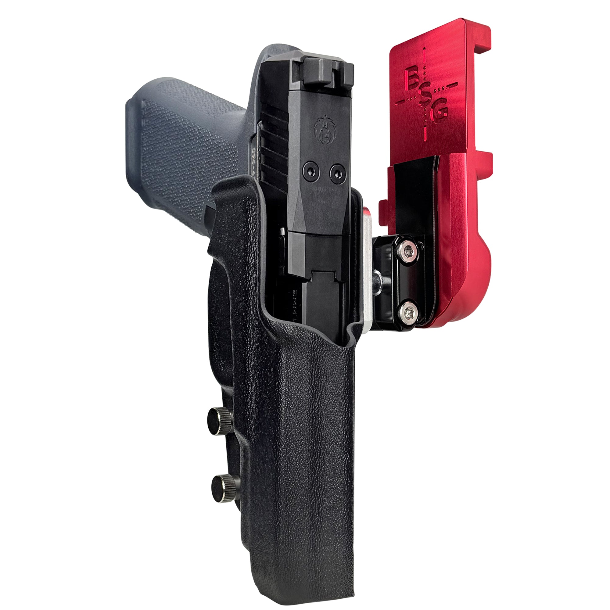 Staccato HD P4 IPSC/USPA Quick Mount Ball Joint Holster with Red Belt Attachment, Black Holster Shell