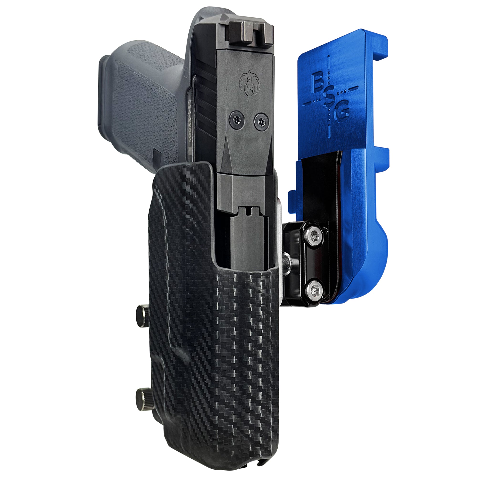 Ruger RXM TLR7X IPSC/USPA Quick Mount Ball Joint Holster with Blue Belt Attachment, Carbon Fiber Holster Shell