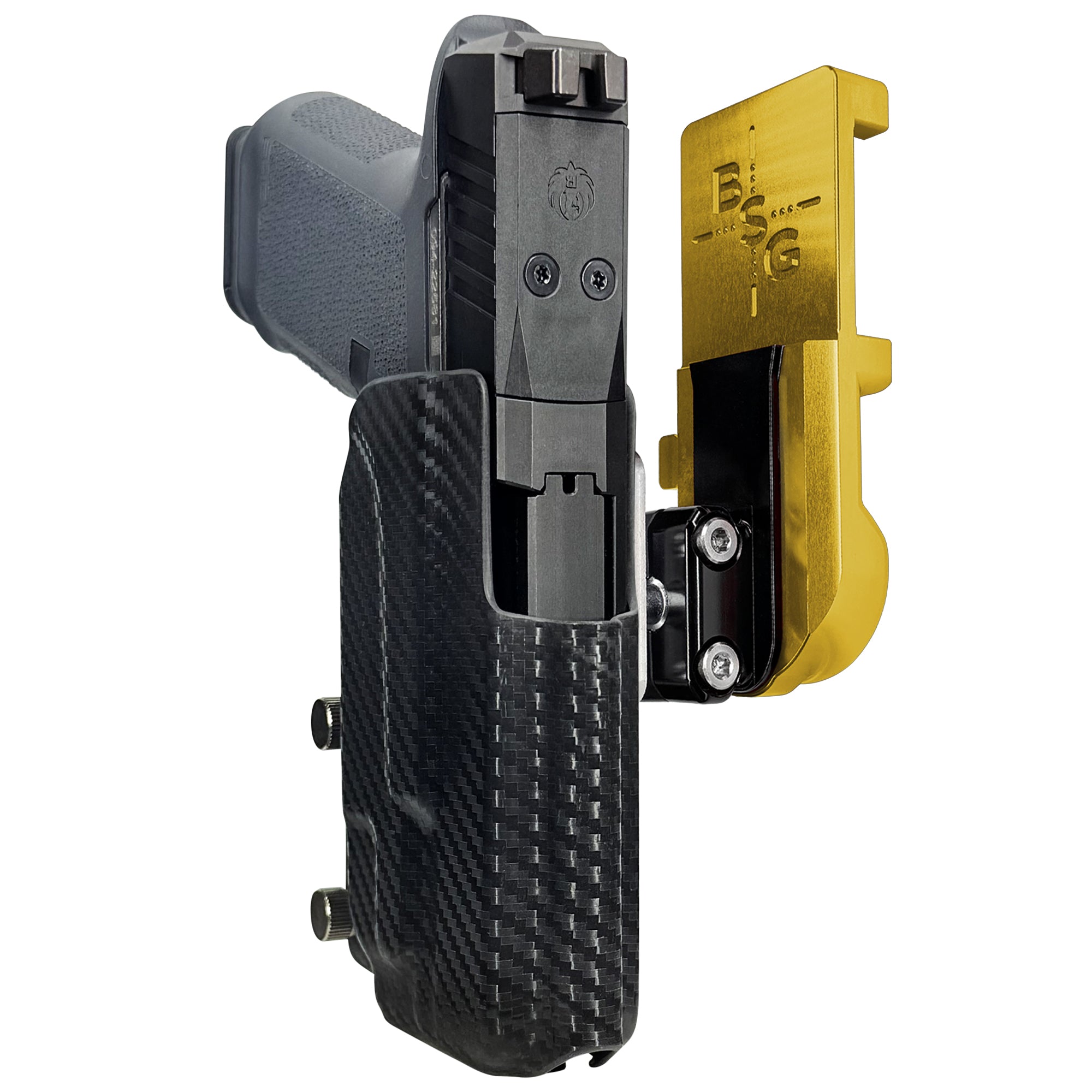 Ruger RXM TLR7X IPSC/USPA Quick Mount Ball Joint Holster with 24K Gold Belt Attachment, Carbon Fiber Holster Shell