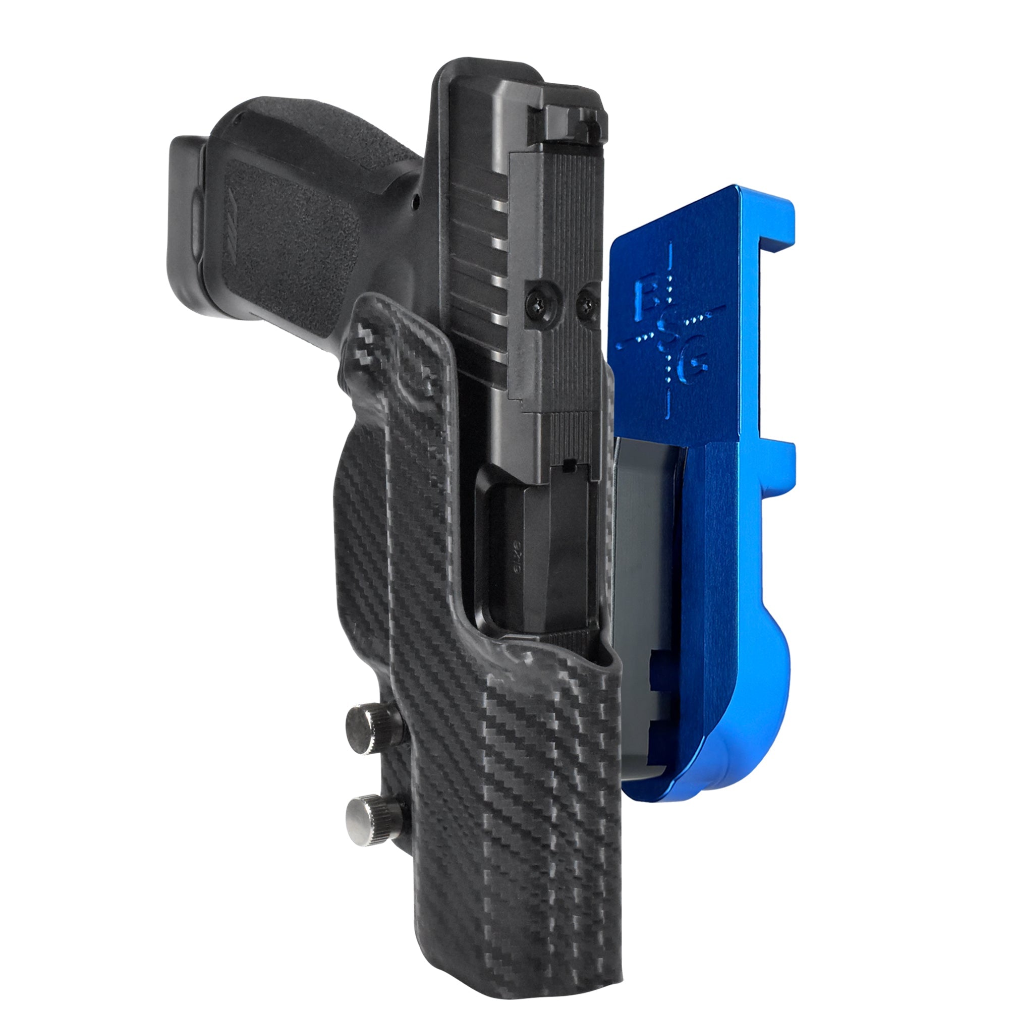 Rost Martin RM1C IPSC/USPA Quick Mount Holster with Blue Belt Attachment, Carbon Fiber Holster Shell