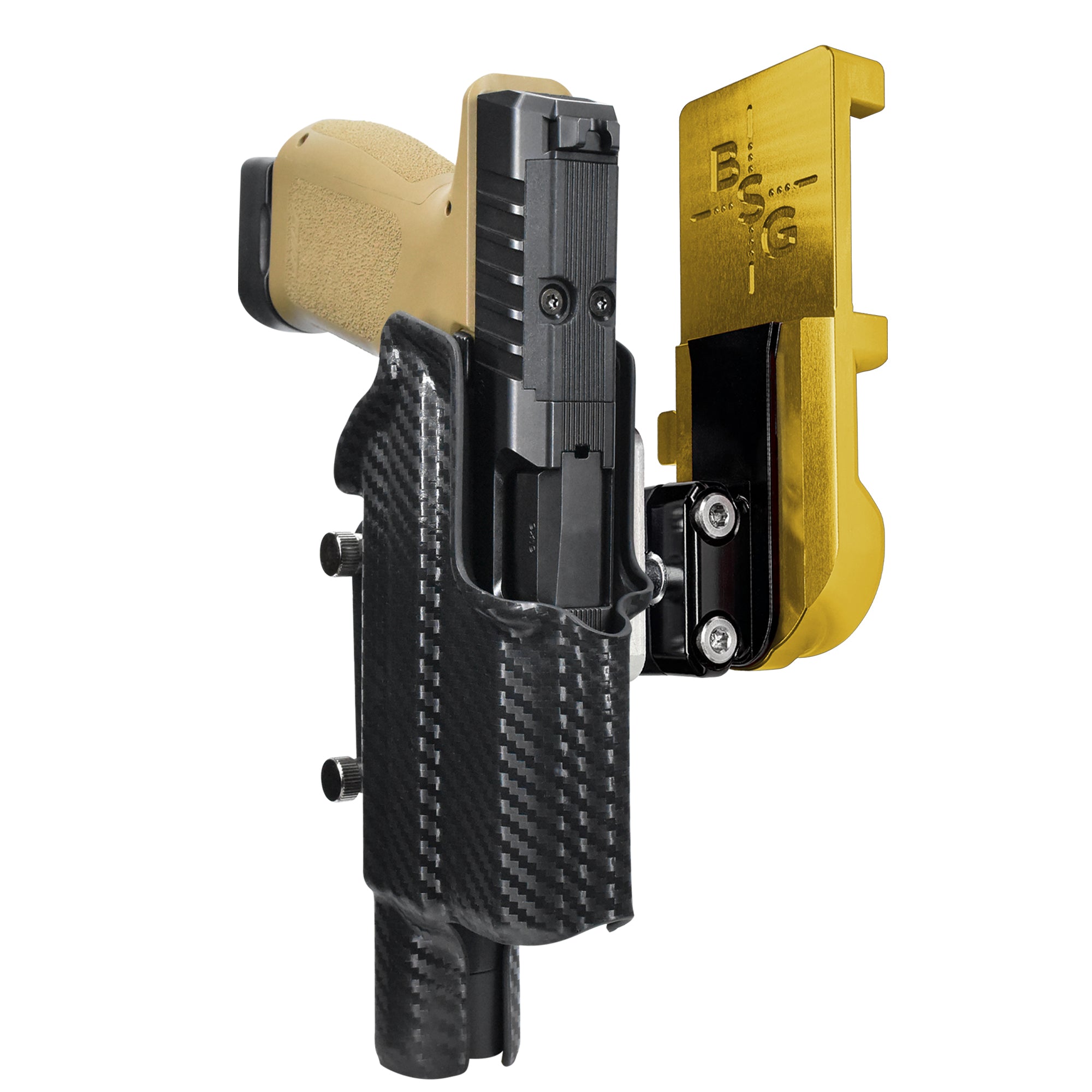 Rost RM1C X300U-A IPSC/USPA Quick Mount Ball Joint Holster with 24K Gold Belt Attachment, Carbon Fiber Holster Shell