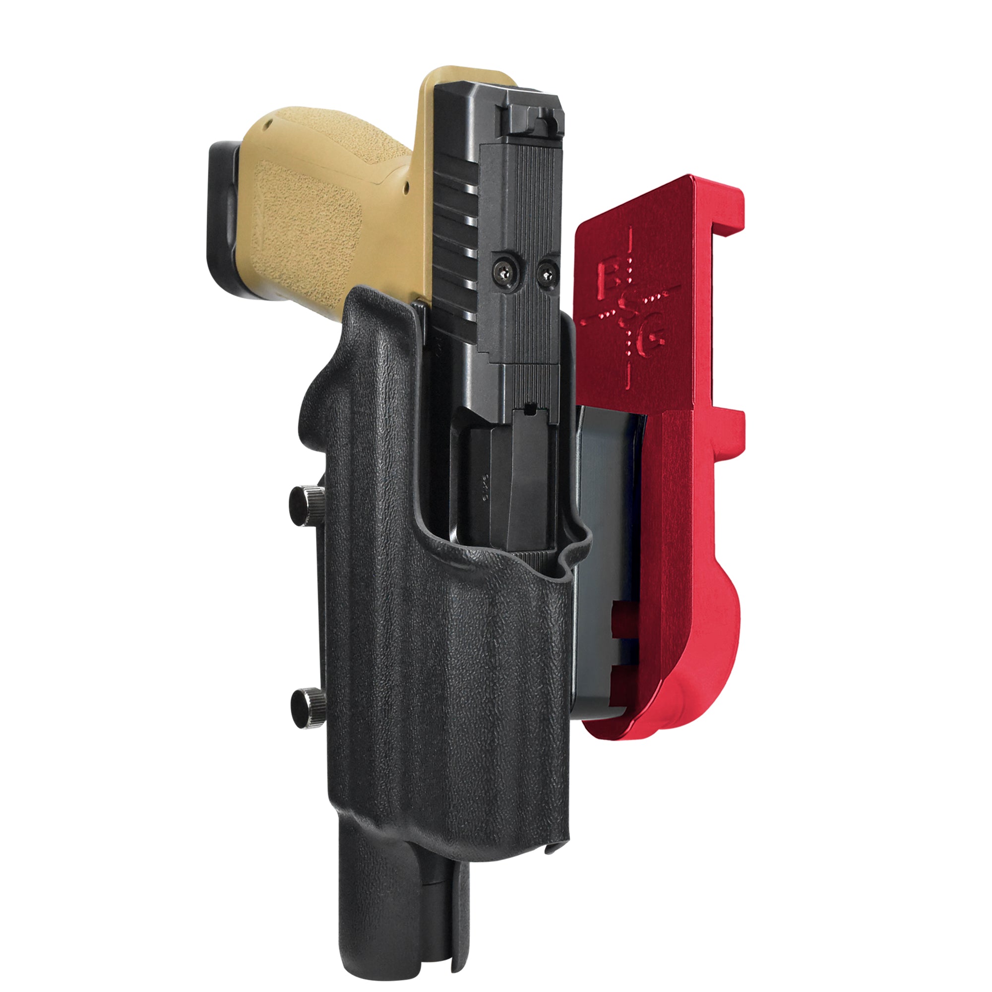 Rost RM1C X300U-A IPSC/USPA Quick Mount Holster with Red Belt Attachment, Black Holster Shell