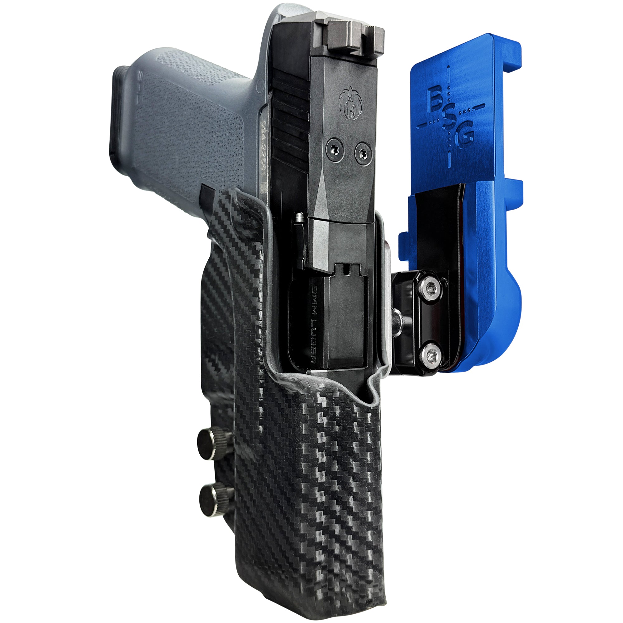 Ruger RXM IPSC/USPA Quick Mount Ball Joint Holster with Blue Belt Attachment, Carbon Fiber Holster Shell