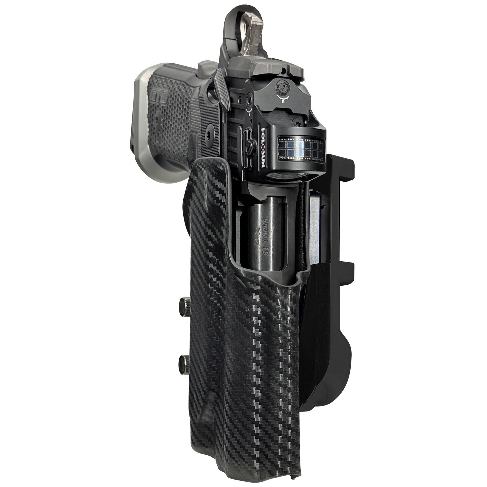 Sig P211 w/ P.ID IDPA Quick Mount Holster with Black Belt Attachment, Carbon Fiber Holster Shell