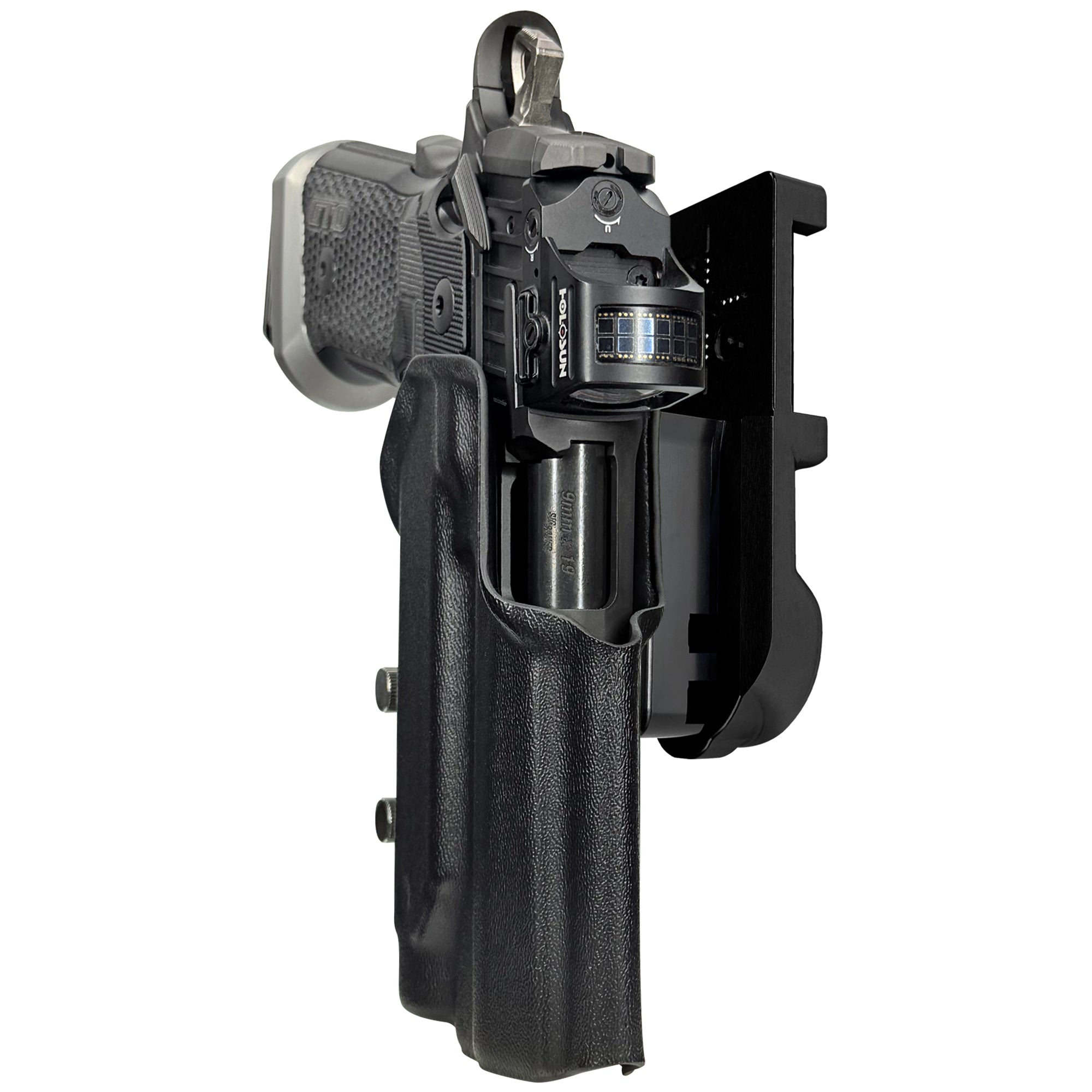 Sig P211 w/ P.ID IPSC/USPA Quick Mount Holster with Black Belt Attachment, Black Holster Shell