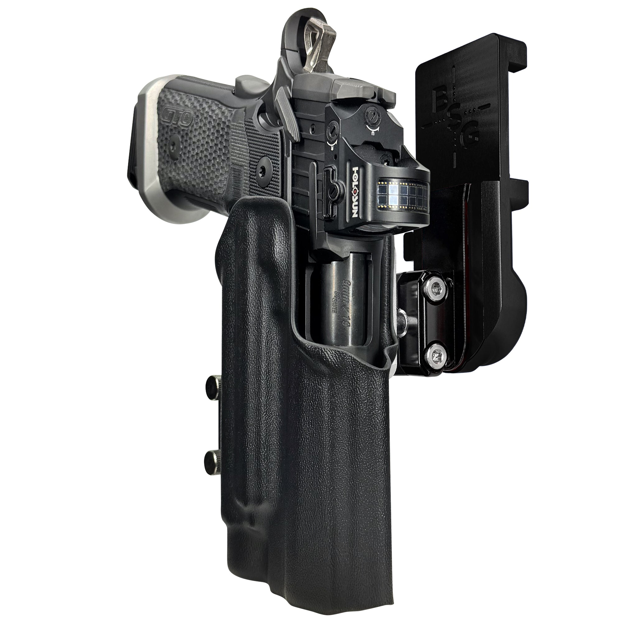 Sig P211 w/ TLR-1HLX IPSC/USPA Quick Mount Ball Joint Holster with Black Belt Attachment, Black Holster Shell