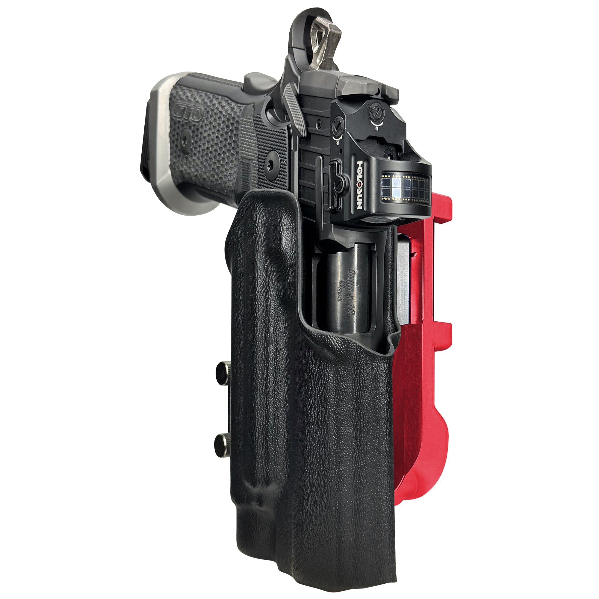 Sig P211 w/ TLR-1HLX IDPA Quick Mount Holster with Red Belt Attachment, Black Holster Shell