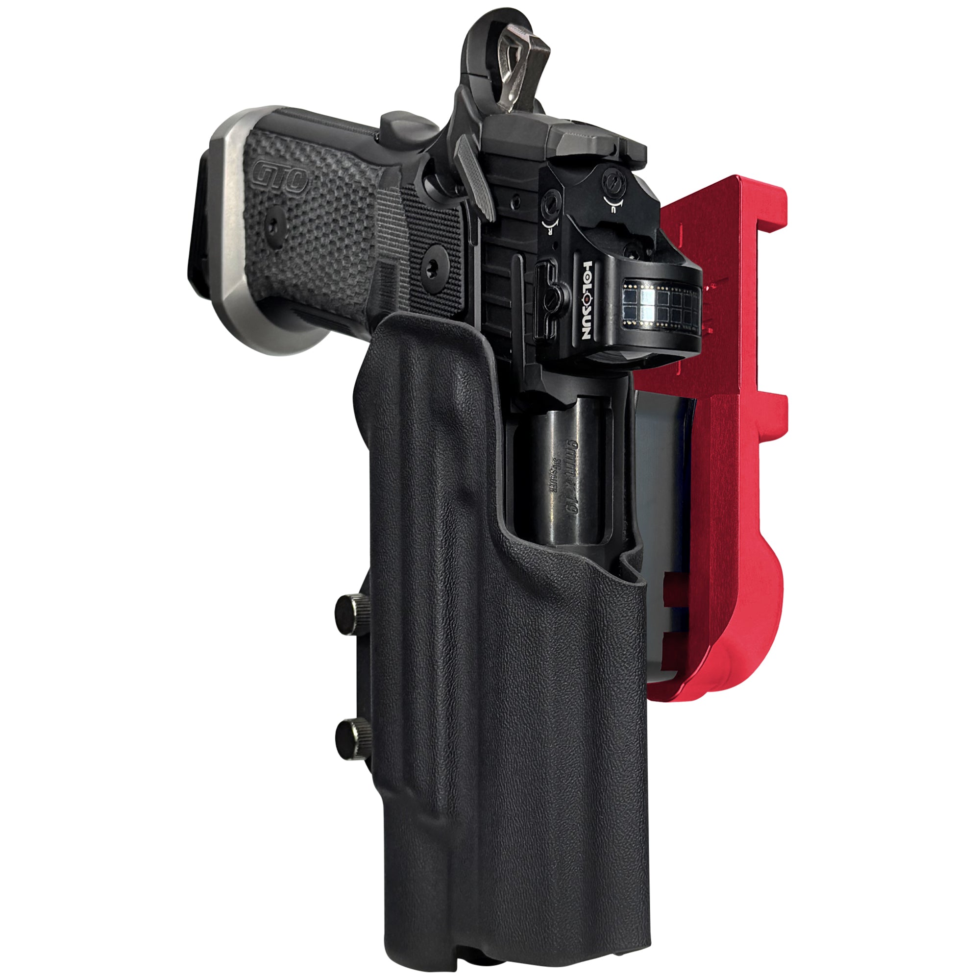 Sig P211 X300UA IPSC/USPA Quick Mount Holster with Red Belt Attachment, Black Holster Shell