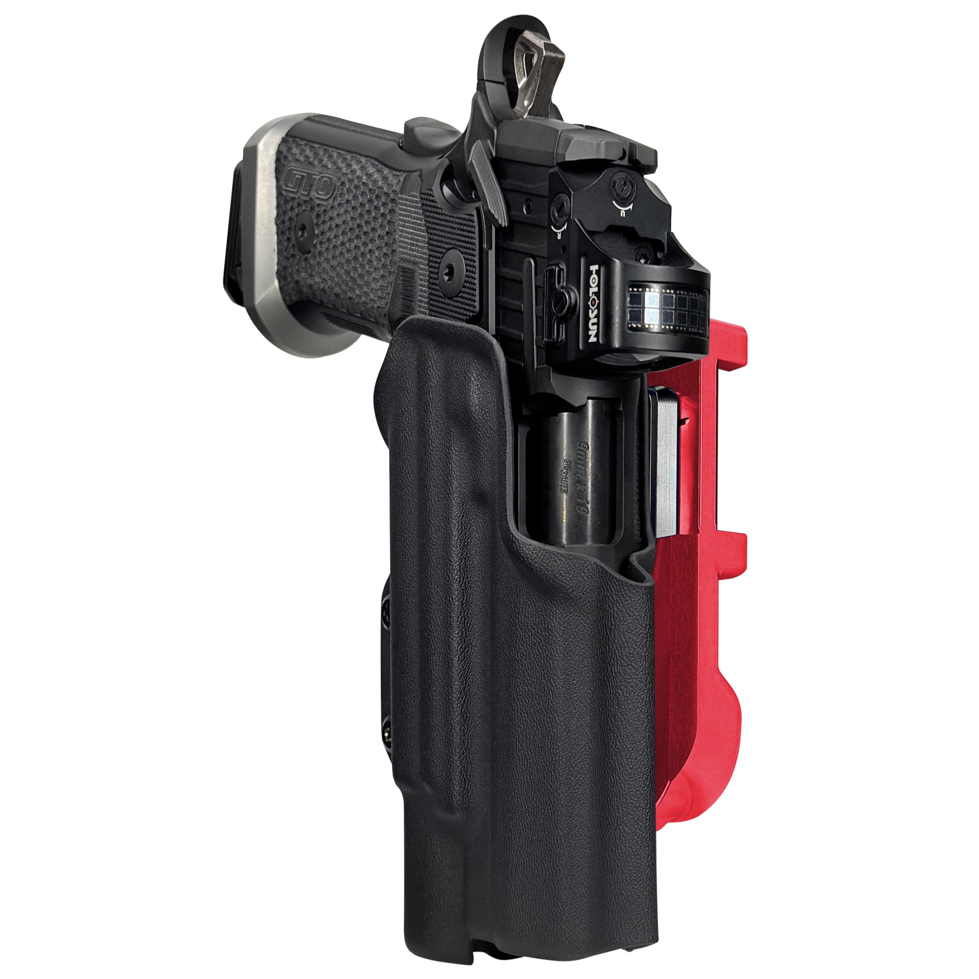 Sig P211 X300UA IDPA Quick Mount Holster with Red Belt Attachment, Black Holster Shell