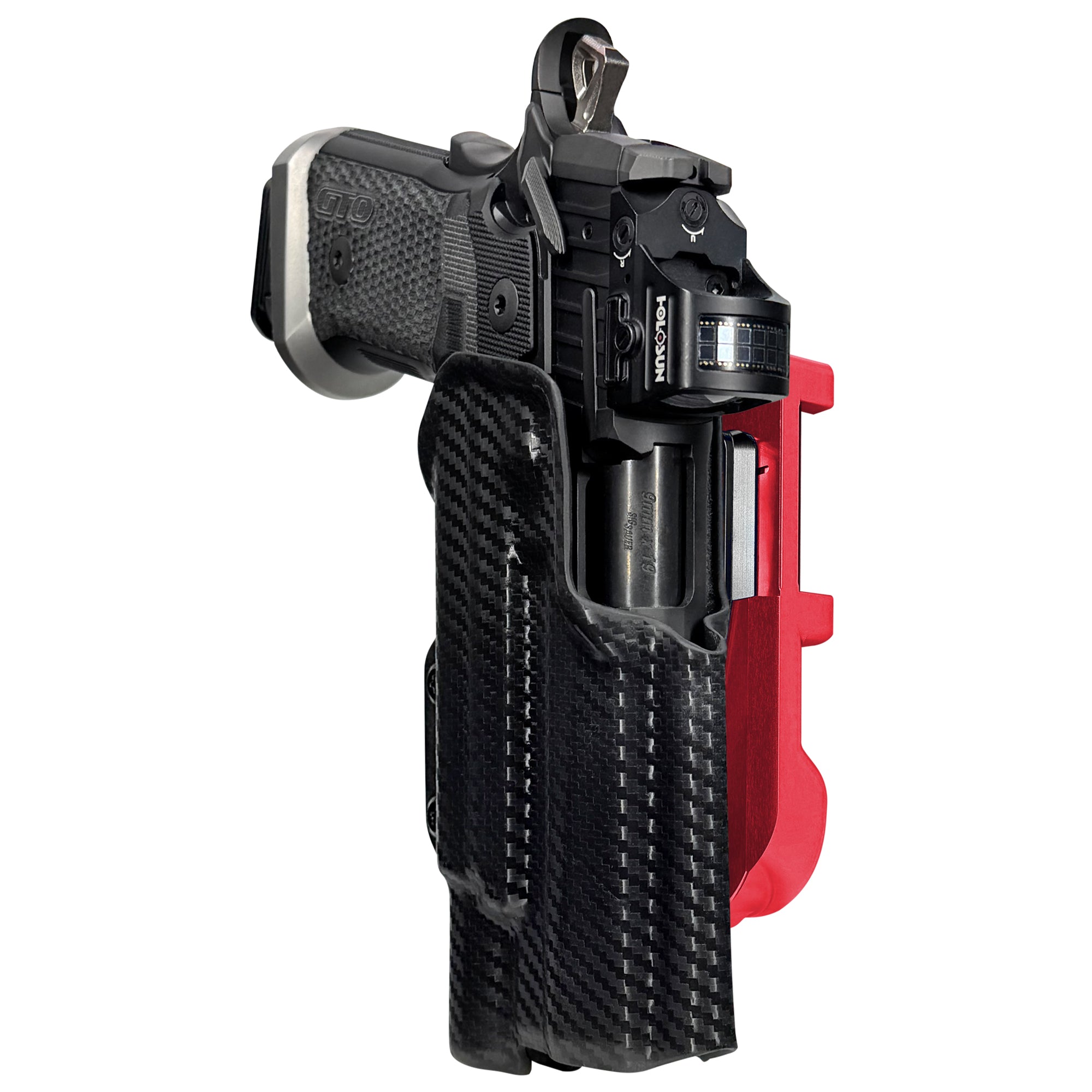 Sig P211 X300UA IDPA Quick Mount Holster with Red Belt Attachment, Carbon Fiber Holster Shell