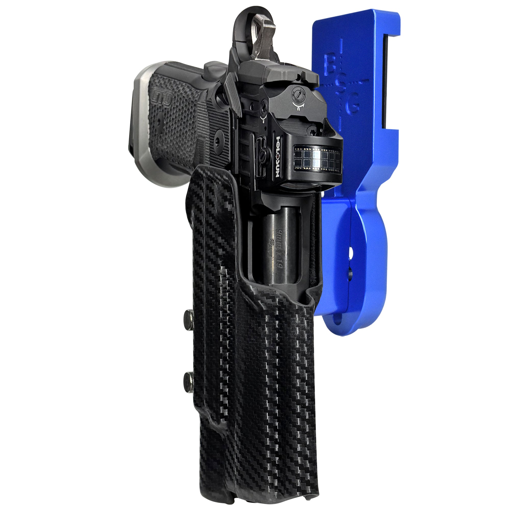 Sig P211 w X300U-A Pro Heavy Duty Competition Holster in Blue / Carbon Fiber