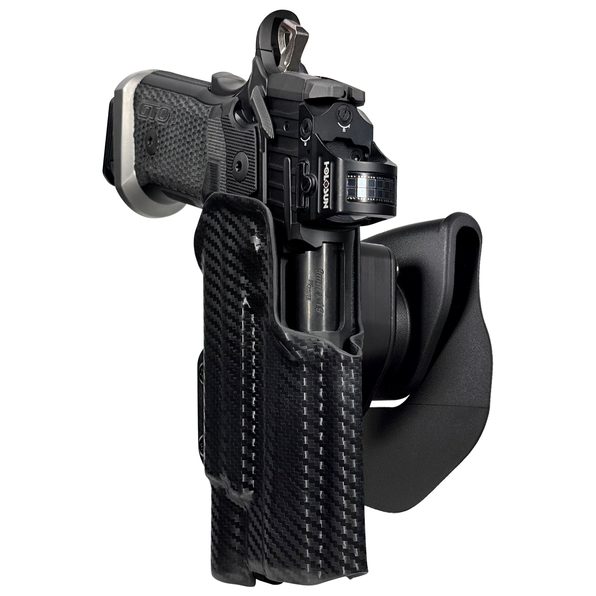 Sig P211 w X300U-A OWB Quick Release Paddle Holster in Carbon Fiber
