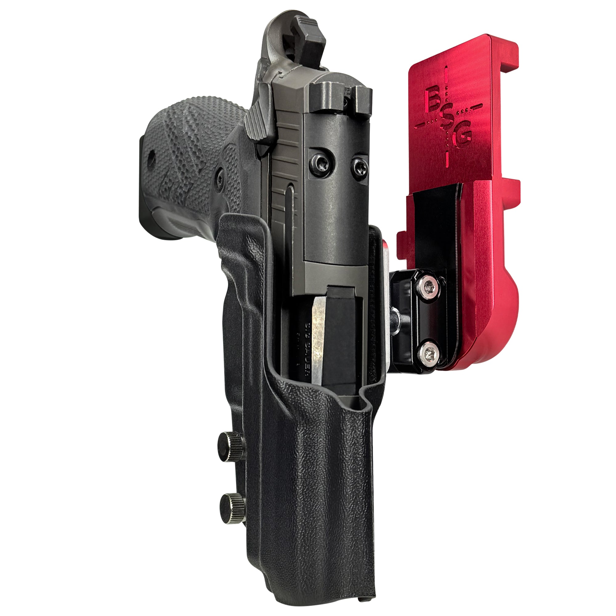 Sig P226 XCarry Legion IPSC/USPA Quick Mount Ball Joint Holster with Red Belt Attachment, Black Holster Shell