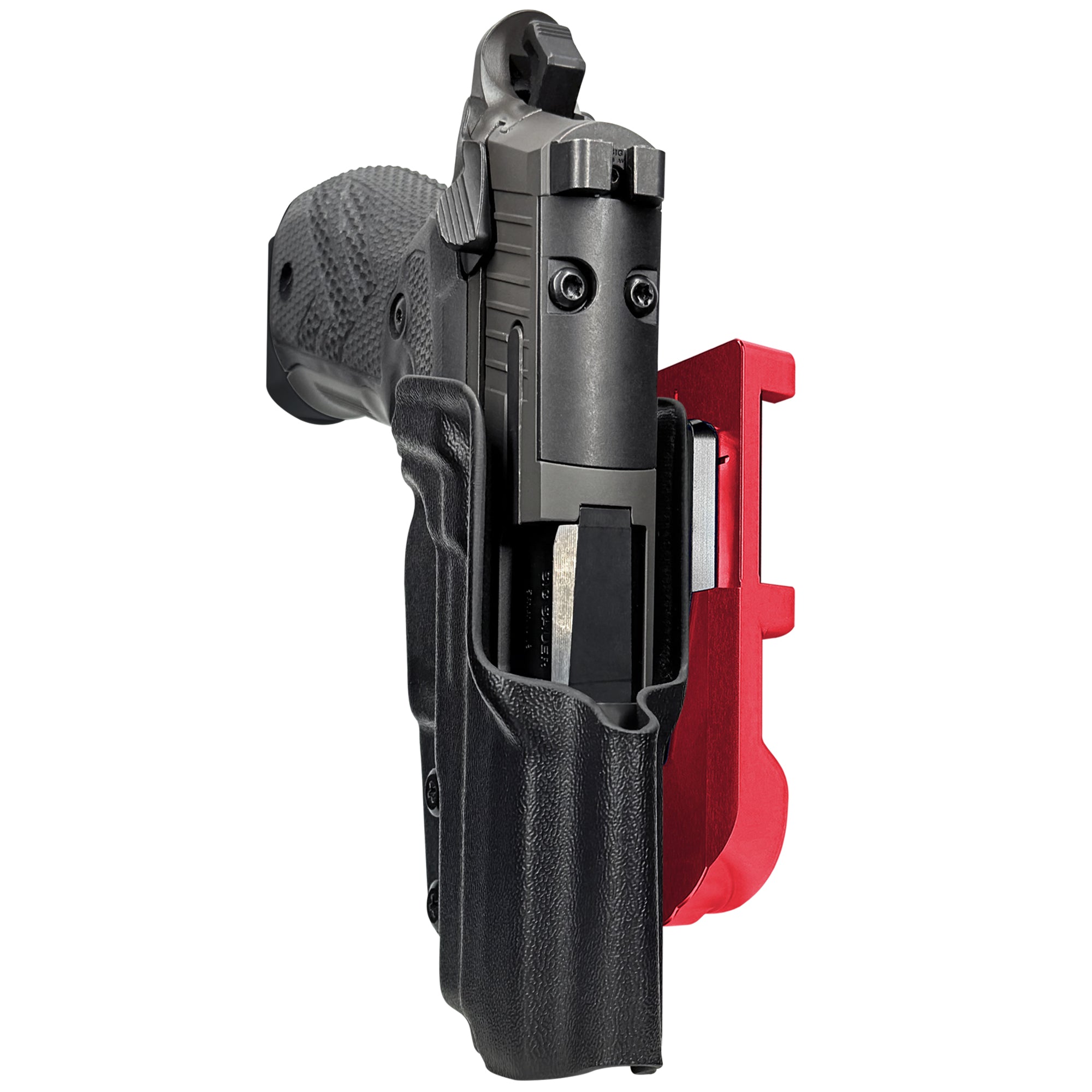 Sig P226 XCarry Legion IDPA Quick Mount Holster with Red Belt Attachment, Black Holster Shell