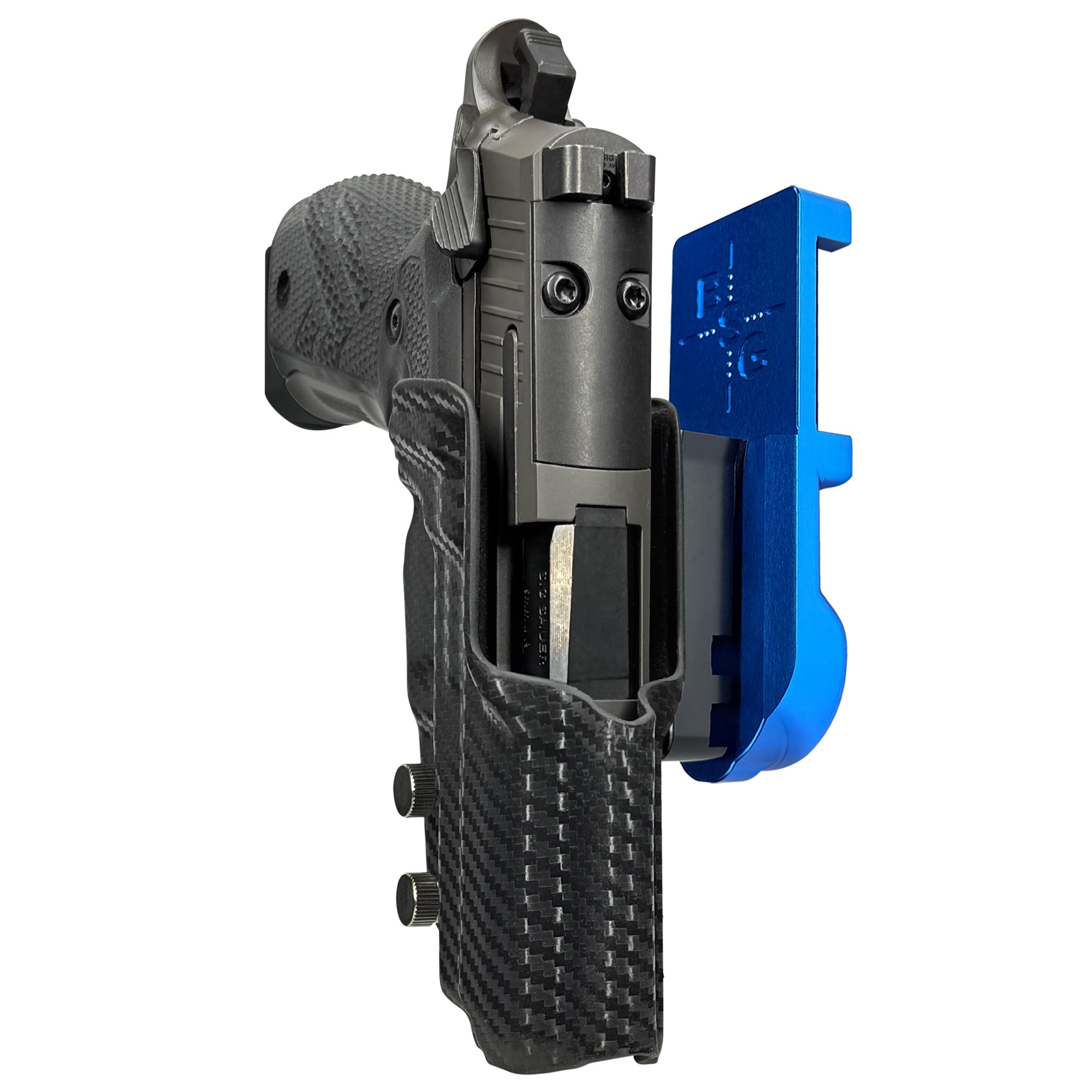 Sig P226 XCarry Legion IPSC/USPA Quick Mount Holster with Blue Belt Attachment, Carbon Fiber Holster Shell