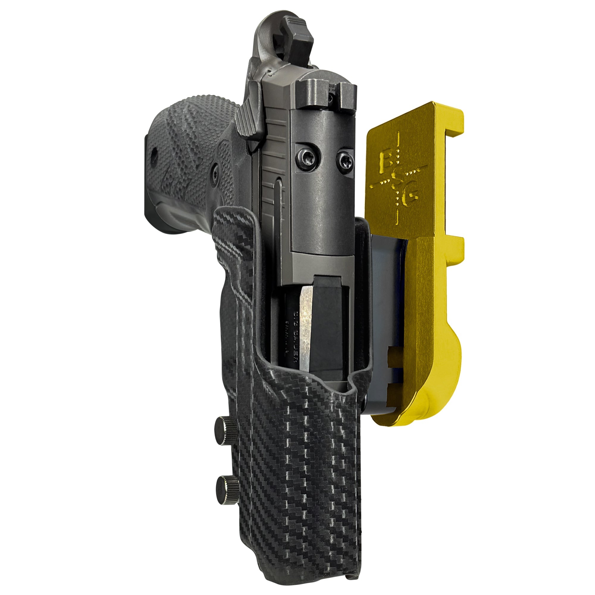 Sig P226 XCarry Legion IPSC/USPA Quick Mount Holster with 24K Gold Belt Attachment, Carbon Fiber Holster Shell