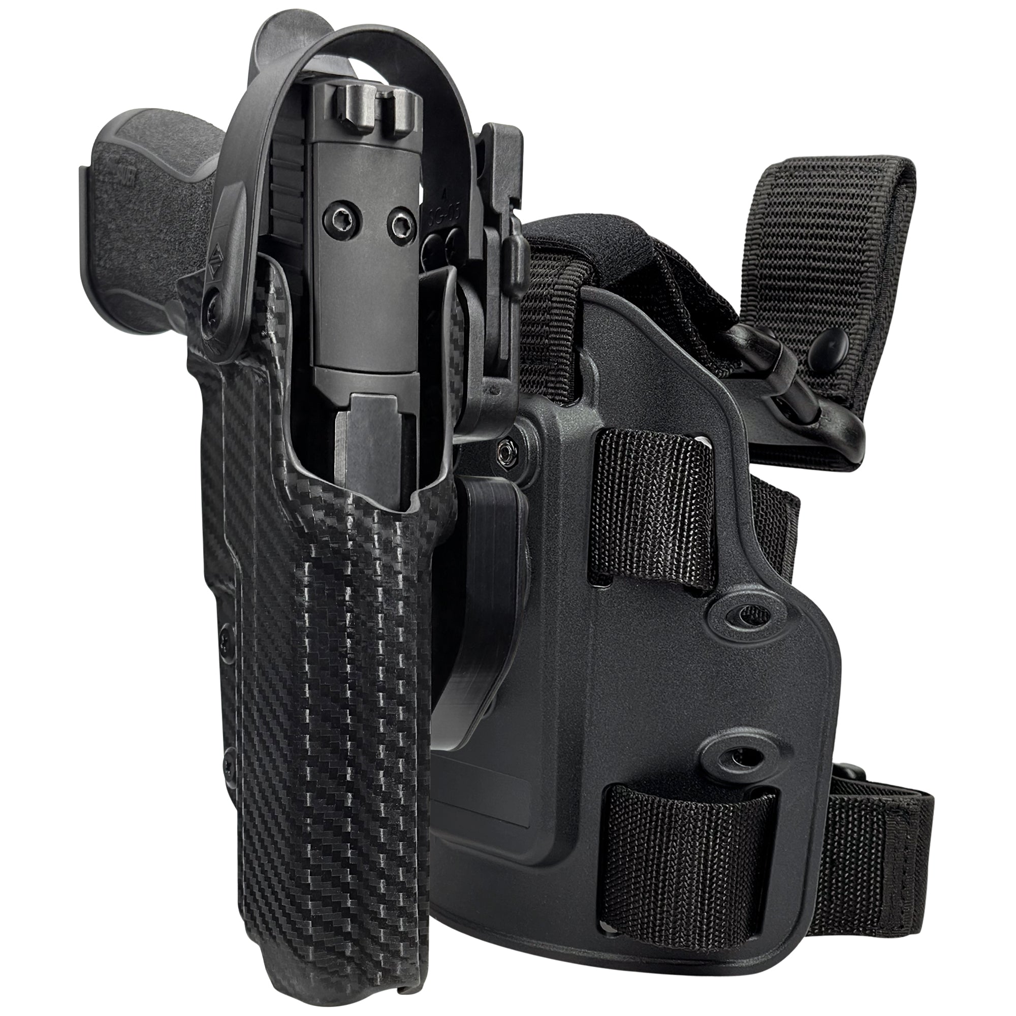 Level II Duty Drop Leg Holster for Sig P320 XTEN in Carbon Fiber