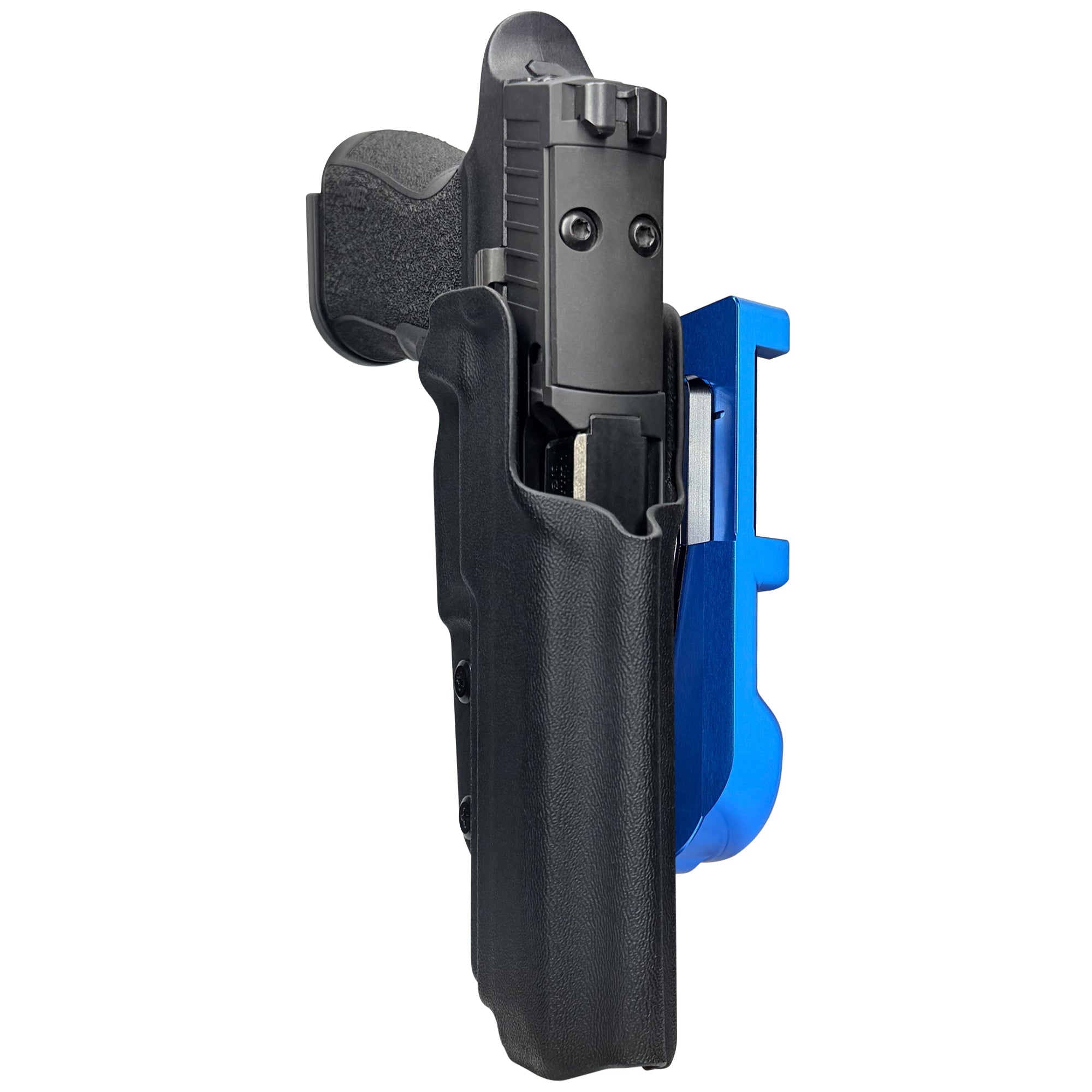 Sig P320 XTEN IDPA Quick Mount Holster with Blue Belt Attachment, Black Holster Shell