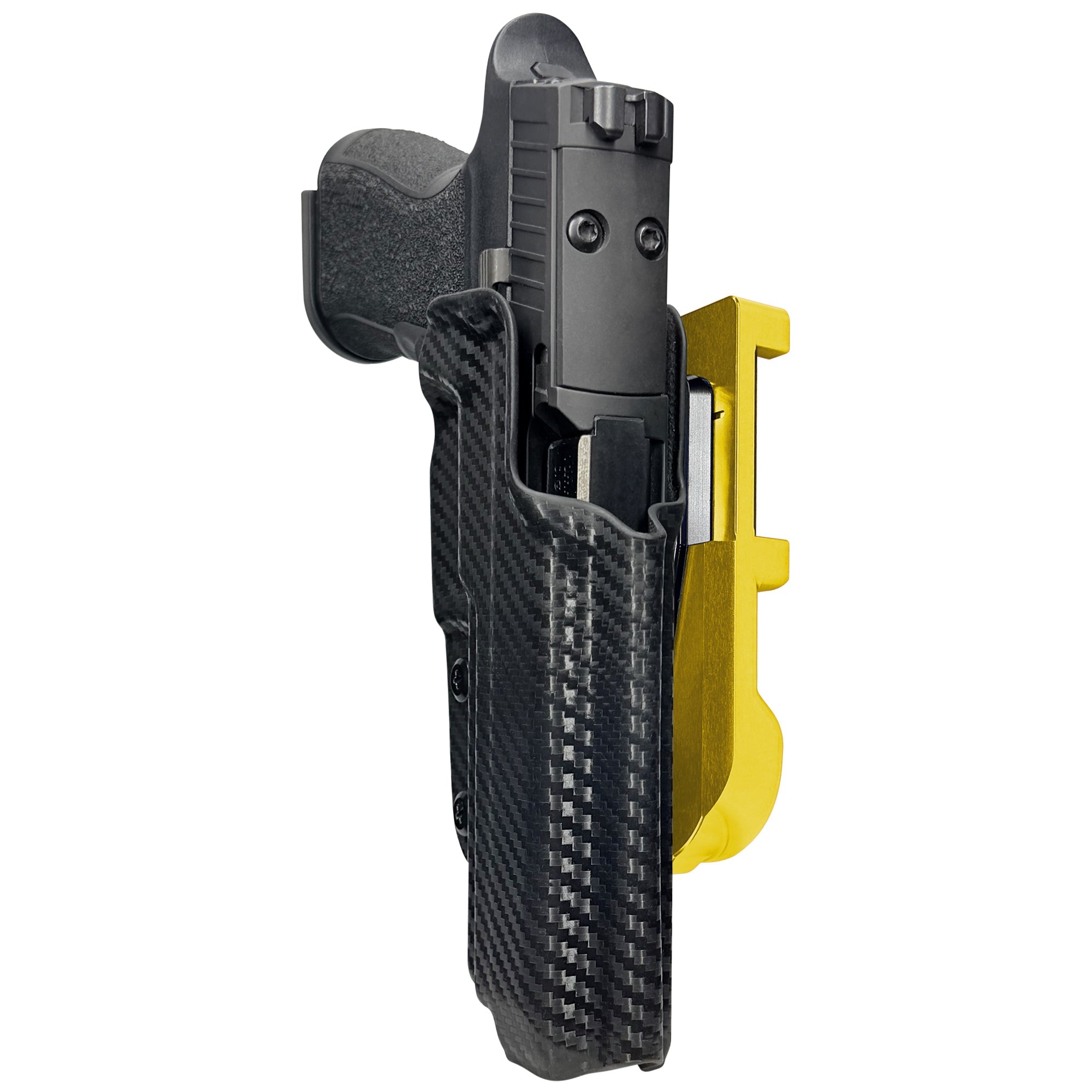 Sig P320 XTEN IDPA Quick Mount Holster with 24K Gold Belt Attachment, Carbon Fiber Holster Shell