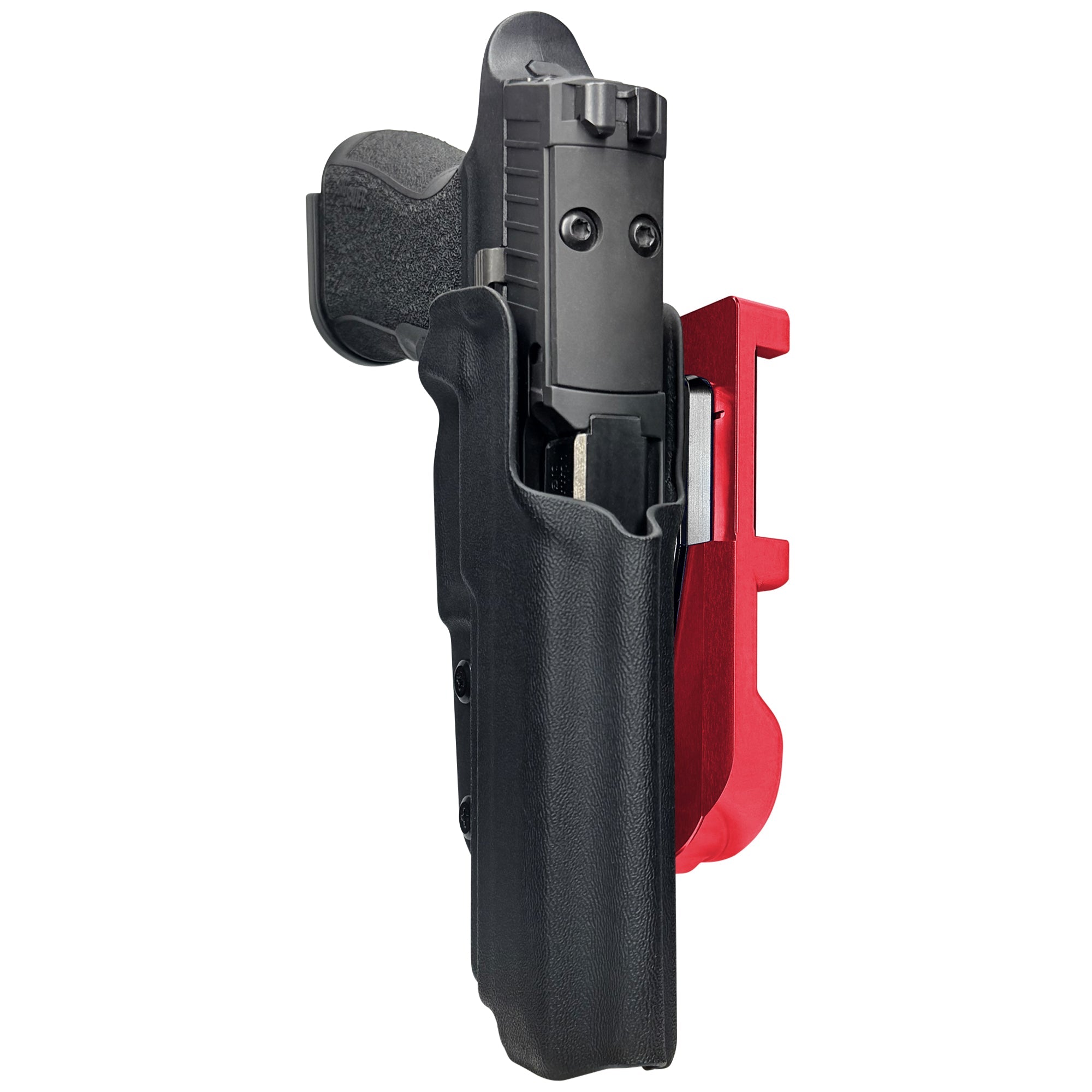 Sig P320 XTEN IDPA Quick Mount Holster with Red Belt Attachment, Black Holster Shell