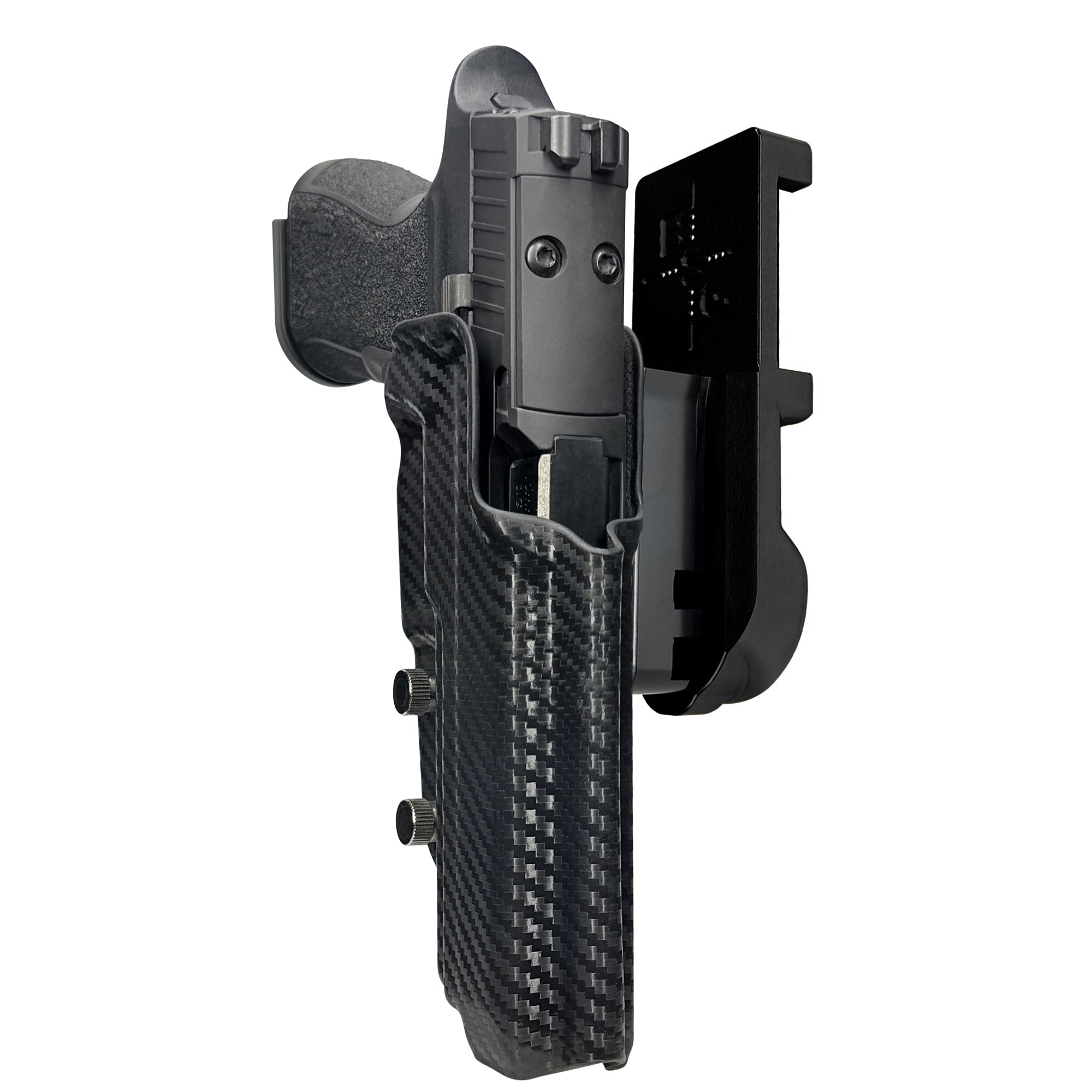 Sig P320 XTEN IPSC/USPA Quick Mount Holster with Black Belt Attachment, Carbon Fiber Holster Shell