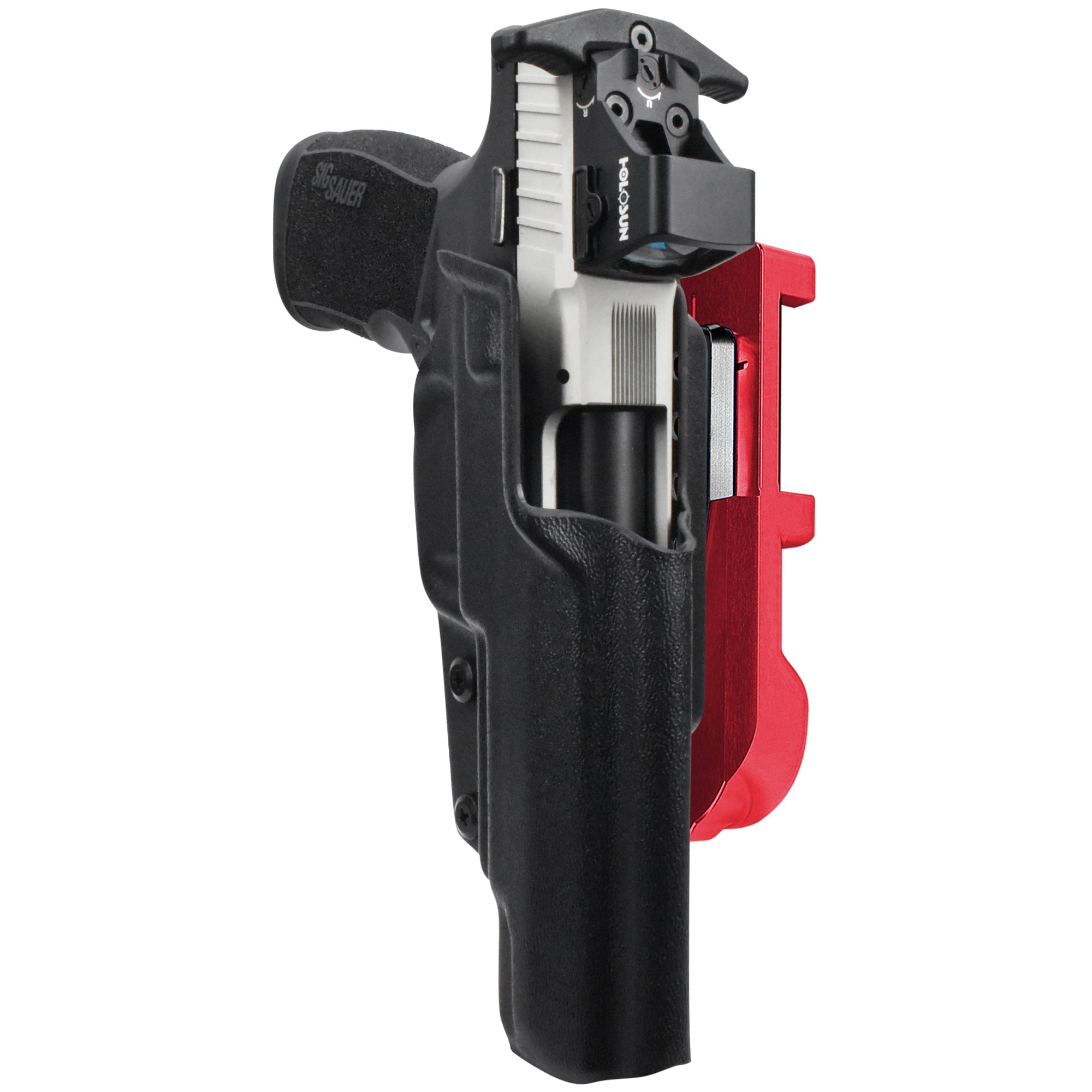 Sig Sauer P322 COMP IDPA Quick Mount Holster with Red Belt Attachment, Black Holster Shell