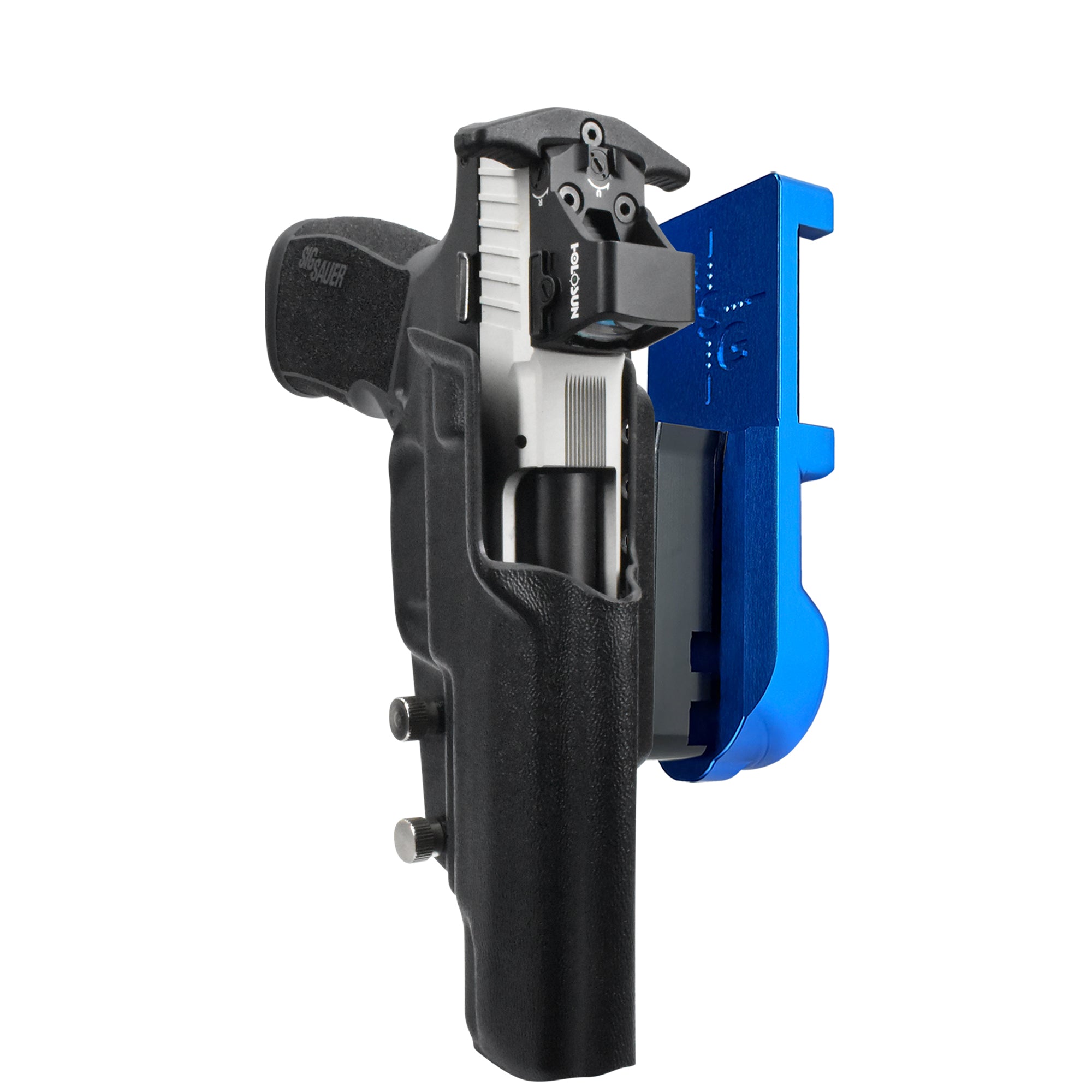 Sig Sauer P322 COMP IPSC/USPA Quick Mount Holster with Blue Belt Attachment, Black Holster Shell