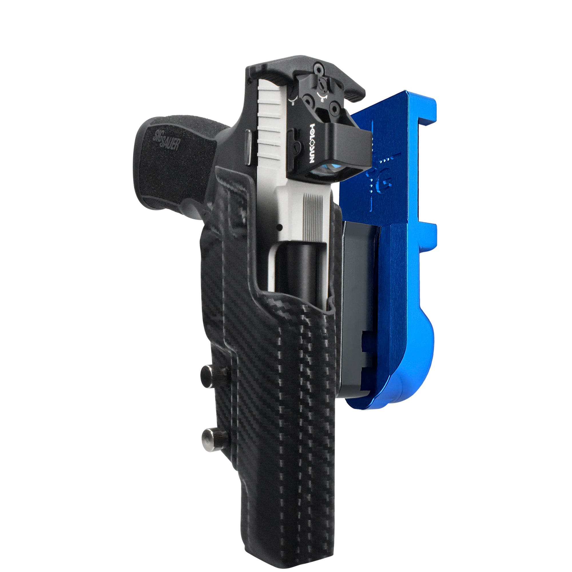 Sig Sauer P322 COMP IPSC/USPA Quick Mount Holster with Blue Belt Attachment, Carbon Fiber Holster Shell