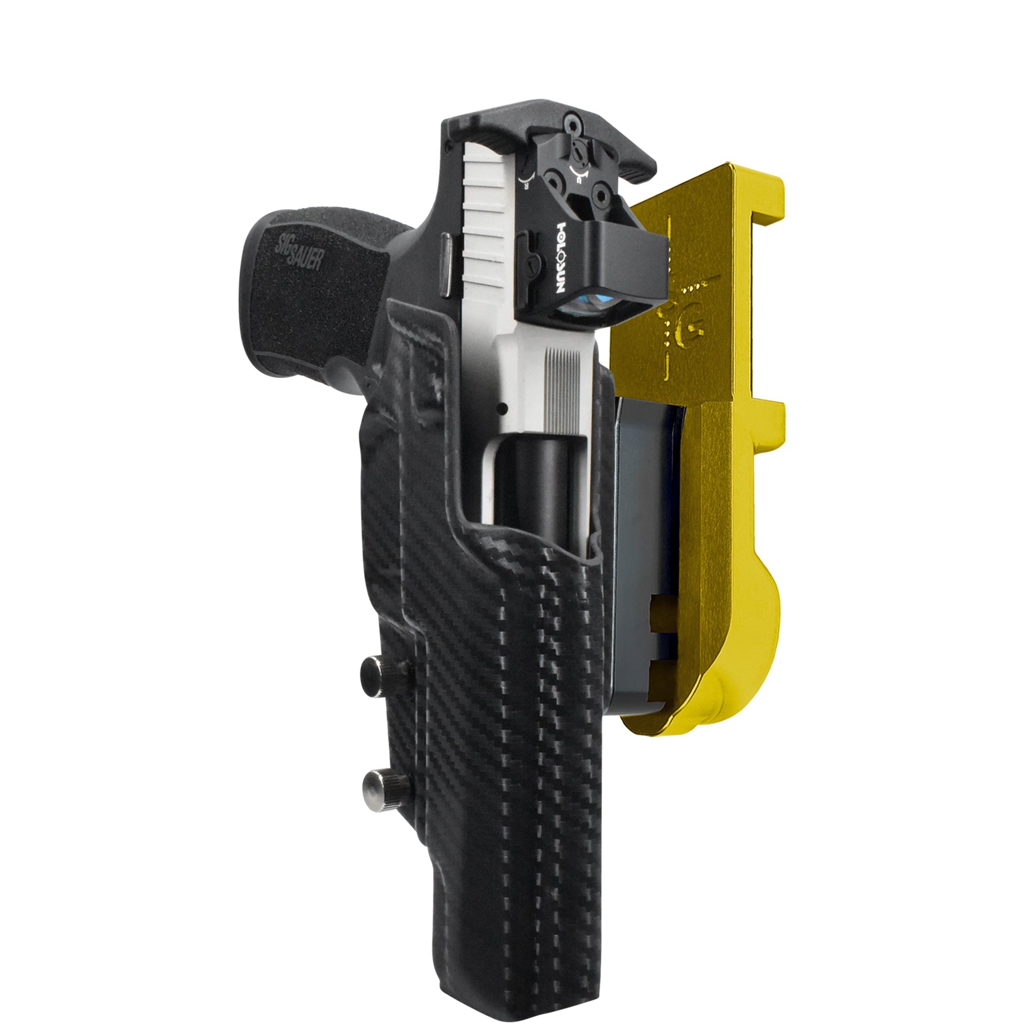 Sig Sauer P322 COMP IPSC/USPA Quick Mount Holster with 24K Gold Belt Attachment, Carbon Fiber Holster Shell