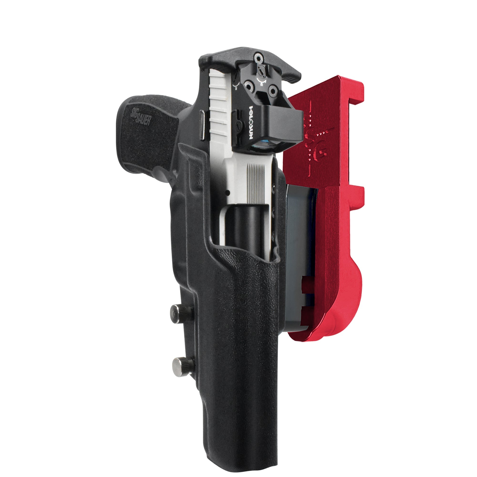 Sig Sauer P322 COMP IPSC/USPA Quick Mount Holster with Red Belt Attachment, Black Holster Shell