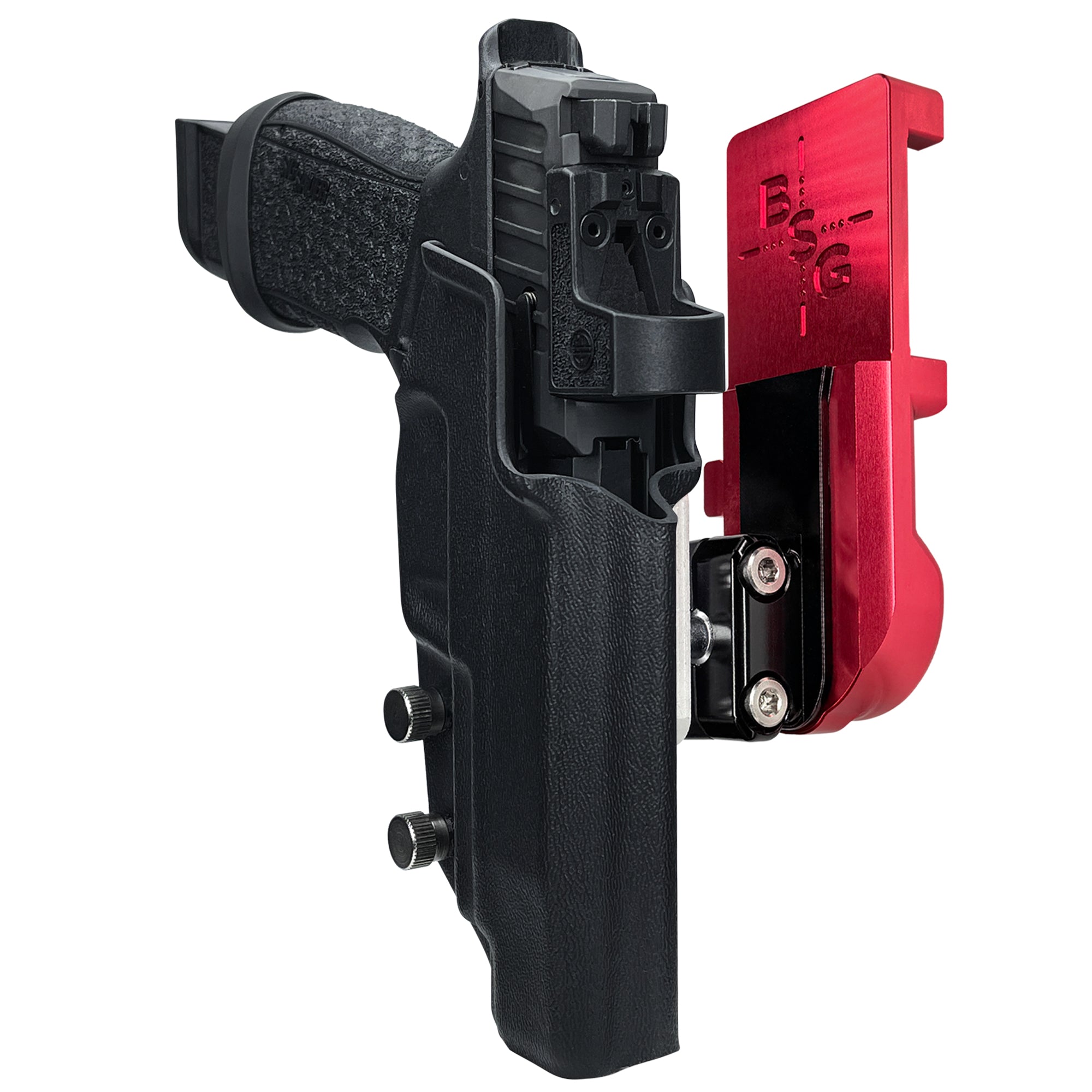 Sig Sauer P365 FUSE IPSC/USPA Quick Mount Ball Joint Holster with Red Belt Attachment, Black Holster Shell