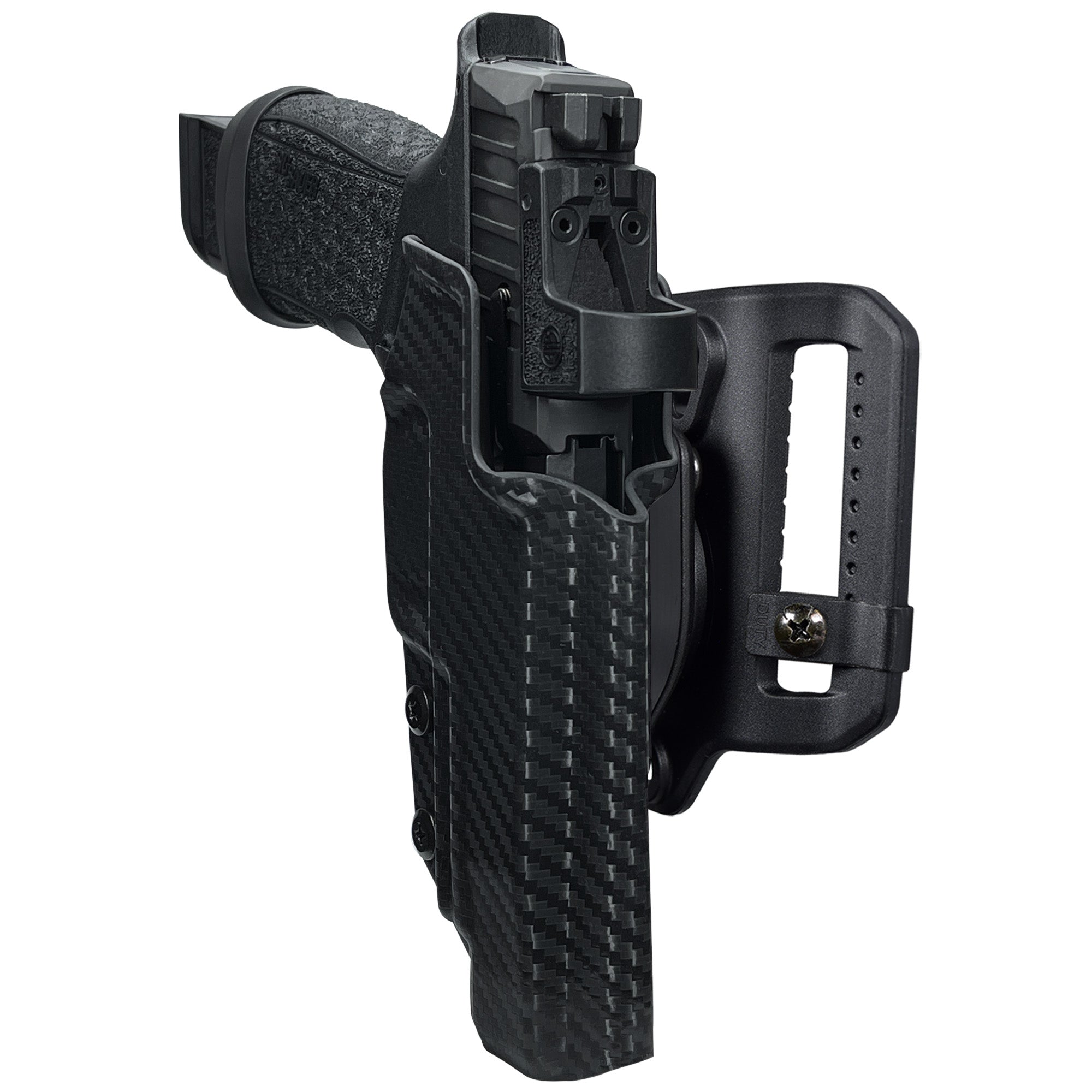 Sig P365 Fuse w/ Thumb Rest Quick Release Belt Loop Holster in Carbon Fiber