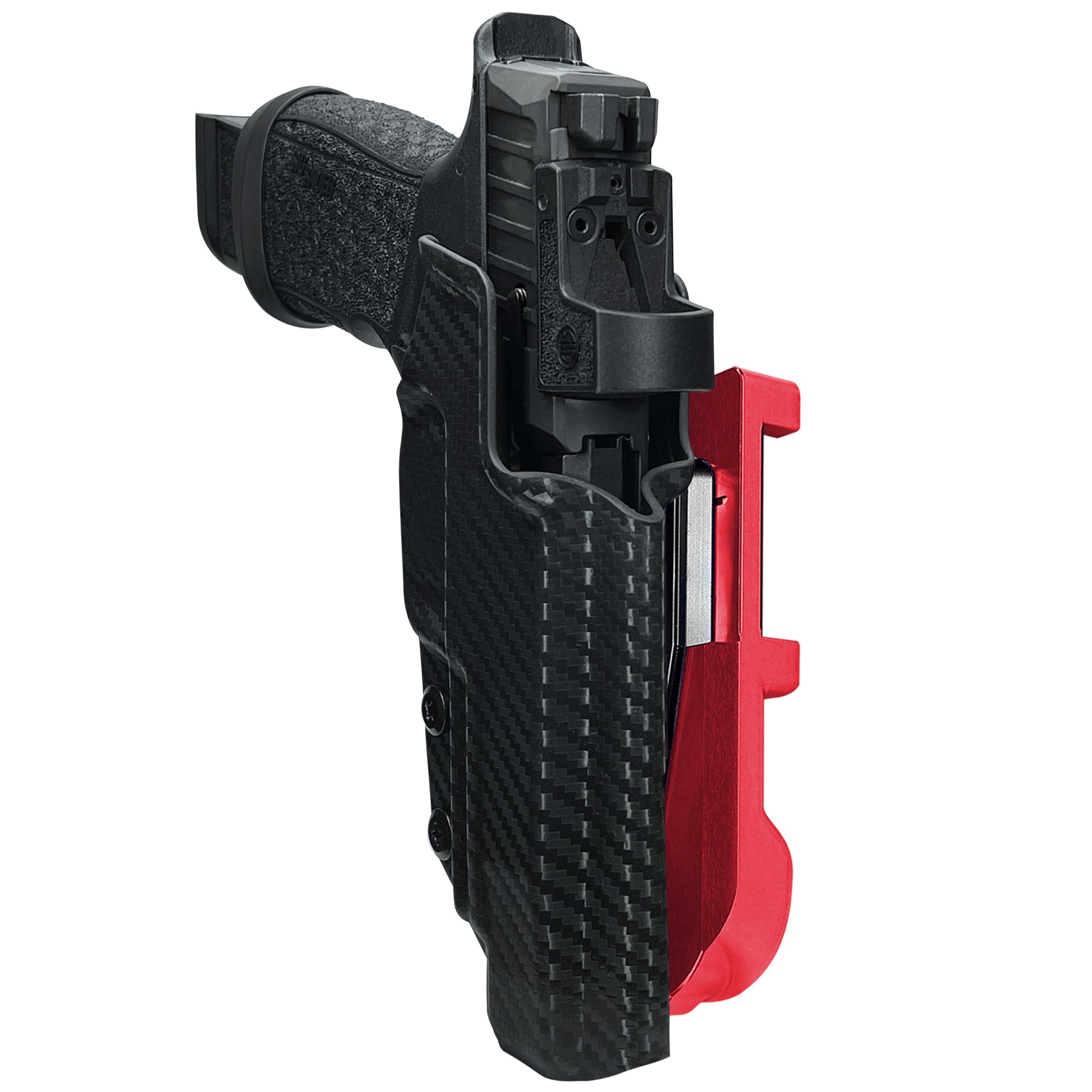 Sig Sauer P365 FUSE IDPA Quick Mount Holster with Red Belt Attachment, Carbon Fiber Holster Shell