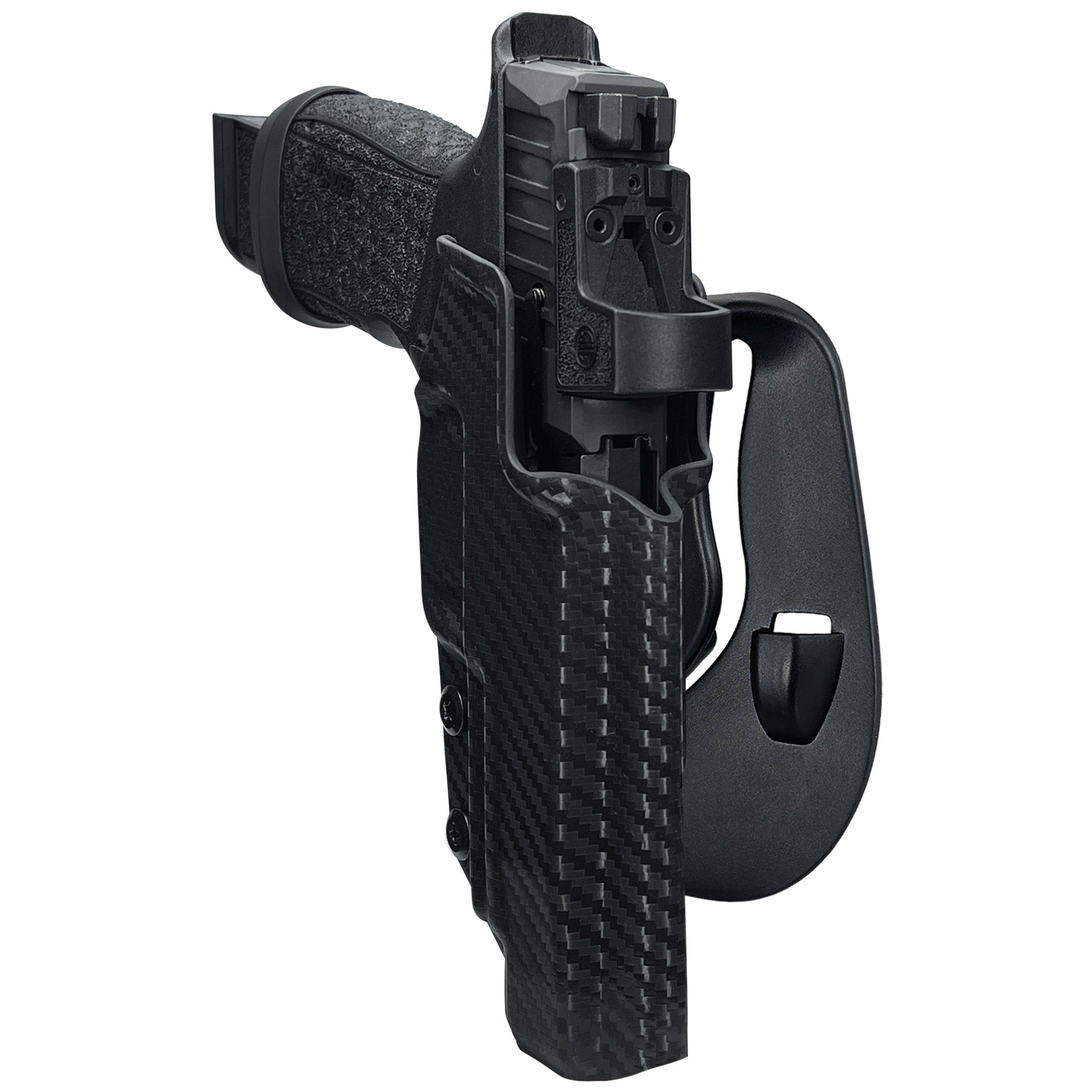 Sig P365 Fuse w/ Thumb Rest OWB Paddle Holster in Carbon Fiber