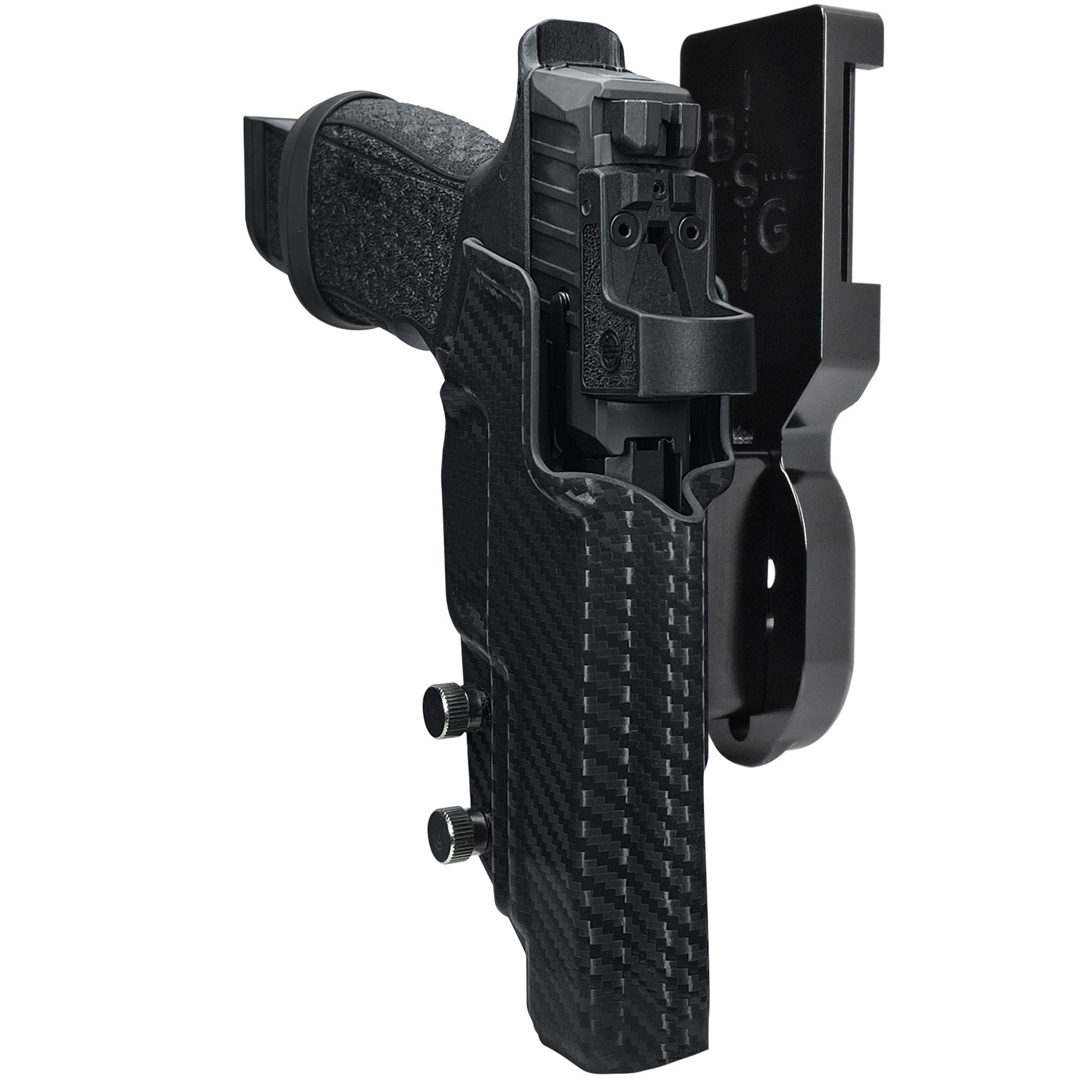 Sig P365 Fuse w/ Thumb Rest Pro Heavy Duty Competition Holster in Black / Carbon Fiber