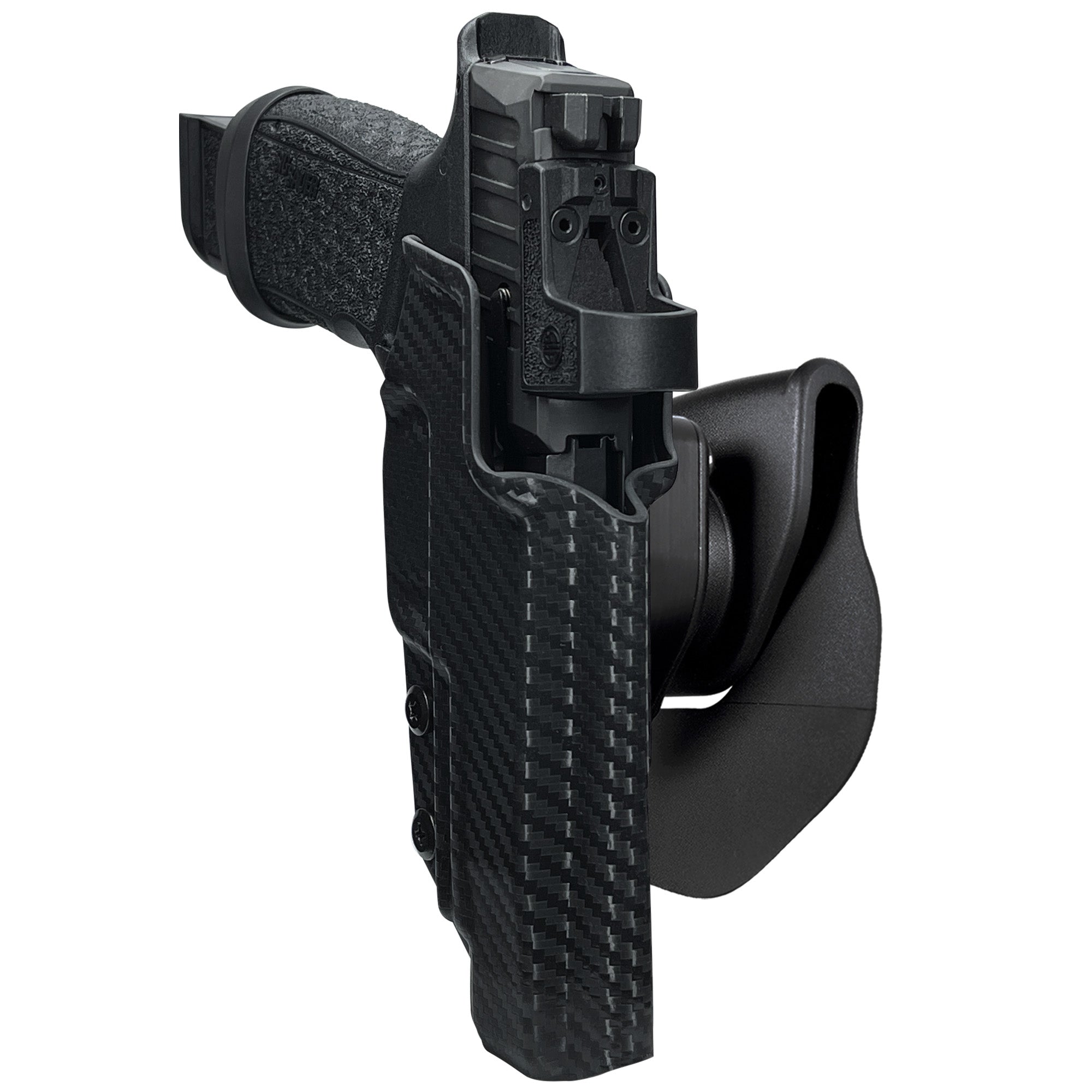 Sig P365 Fuse w/ Thumb Rest OWB Quick Release Paddle Holster in Carbon Fiber
