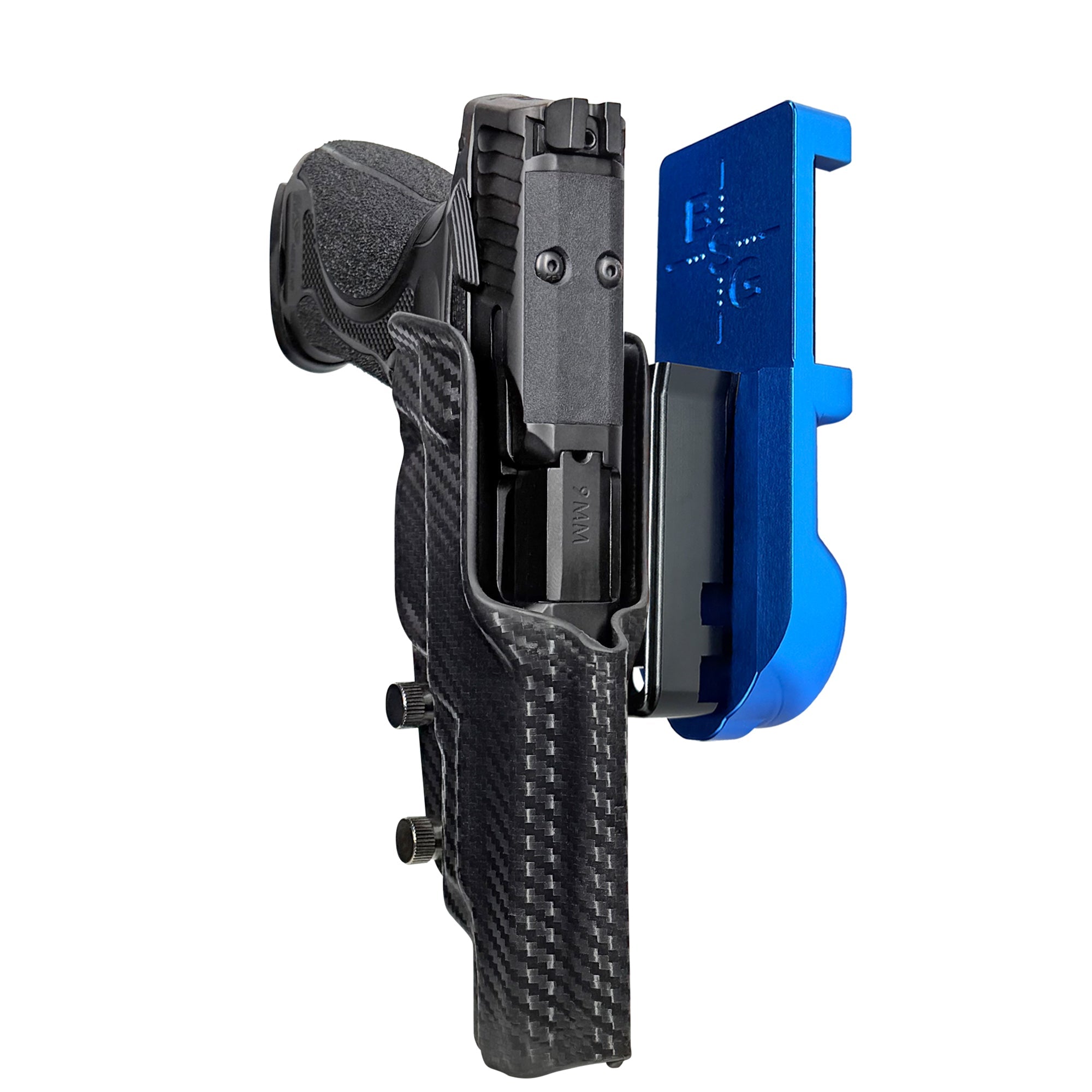 S&W M&P9 M2.0 Metal HD IPSC/USPA Quick Mount Holster with Blue Belt Attachment, Carbon Fiber Holster Shell