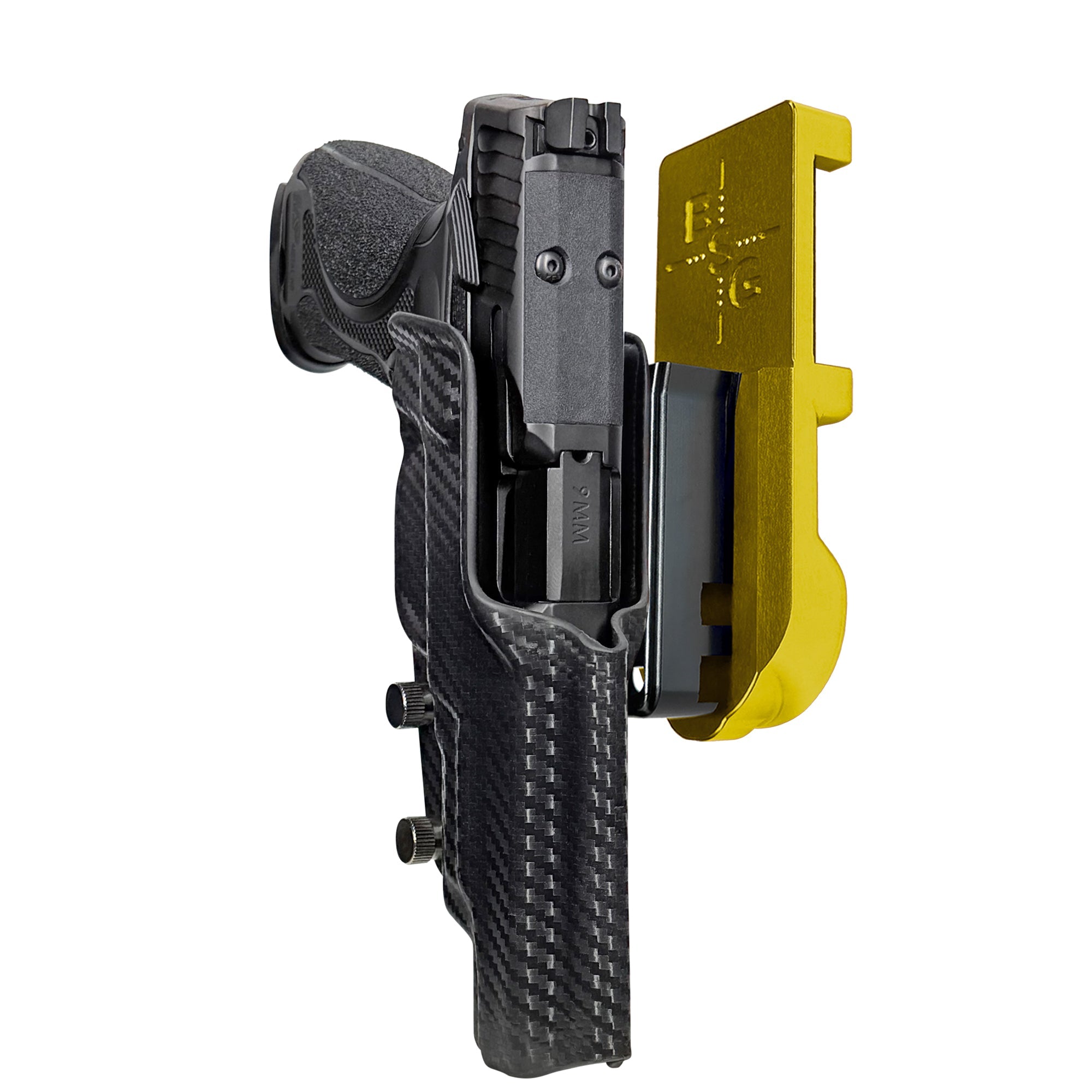 S&W M&P9 M2.0 Metal HD IPSC/USPA Quick Mount Holster with 24K Gold Belt Attachment, Carbon Fiber Holster Shell