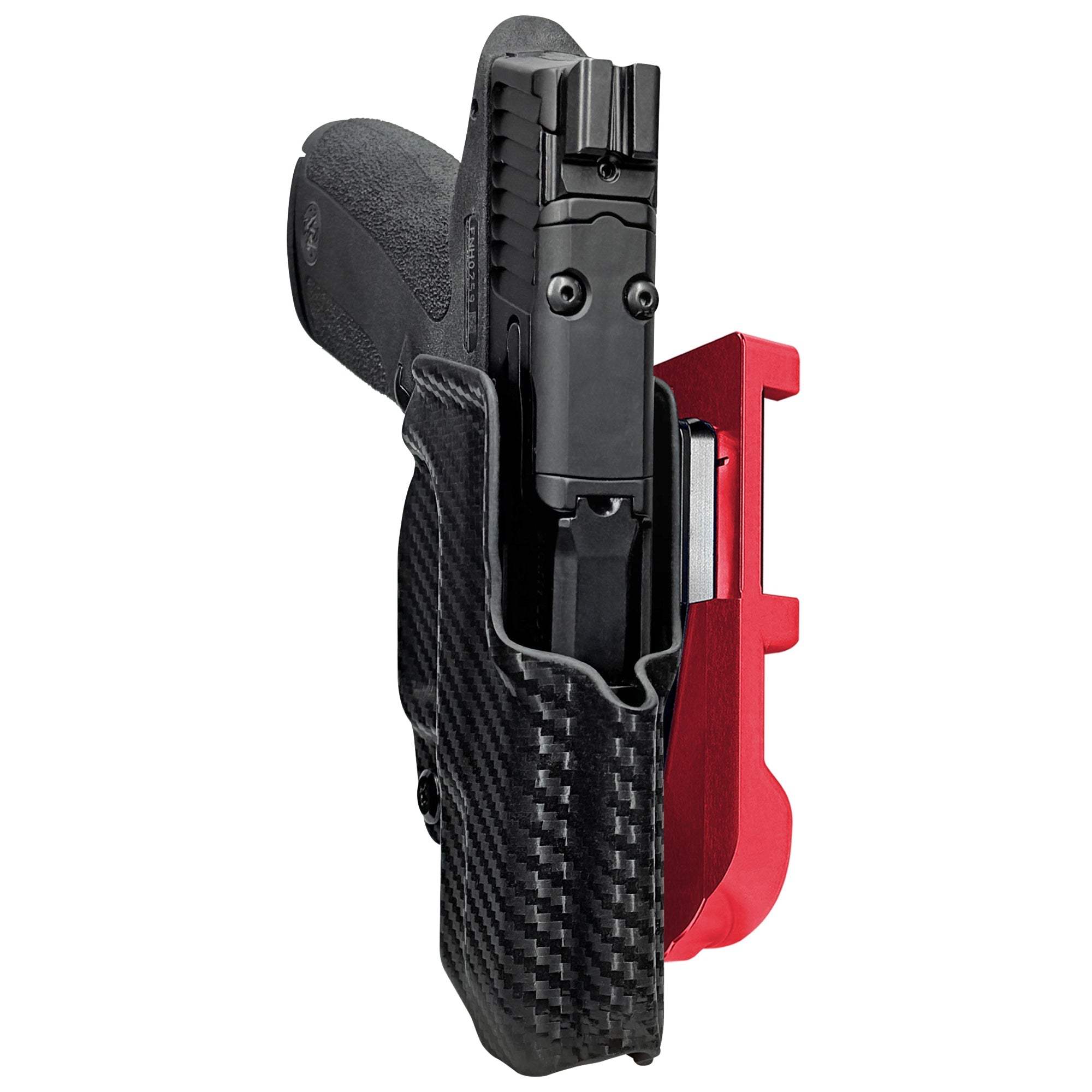 S&W M&P Shield X IDPA Quick Mount Holster with Red Belt Attachment, Carbon Fiber Holster Shell