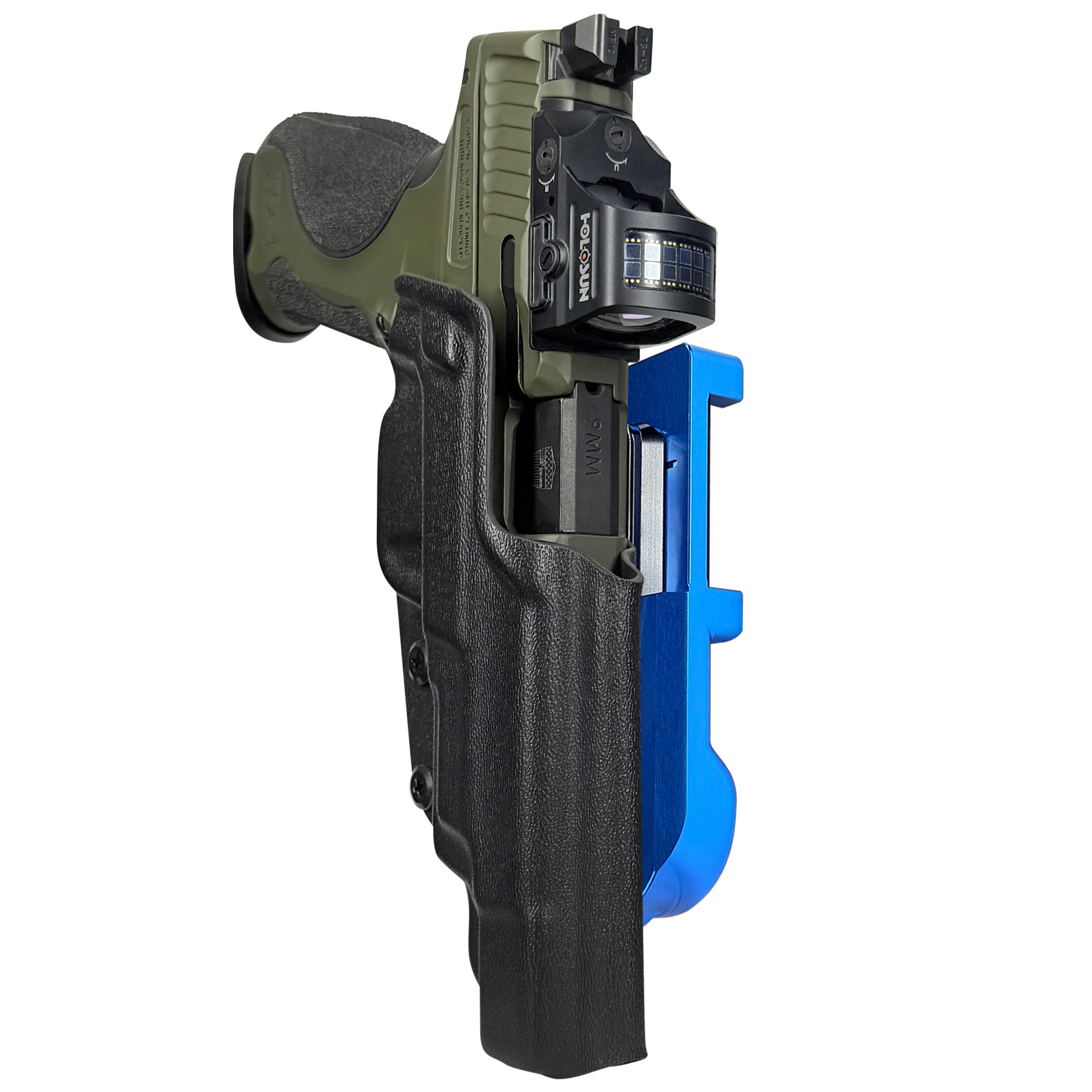S&W M&P9 Spec Series 2023 IDPA Quick Mount Holster with Blue Belt Attachment, Black Holster Shell