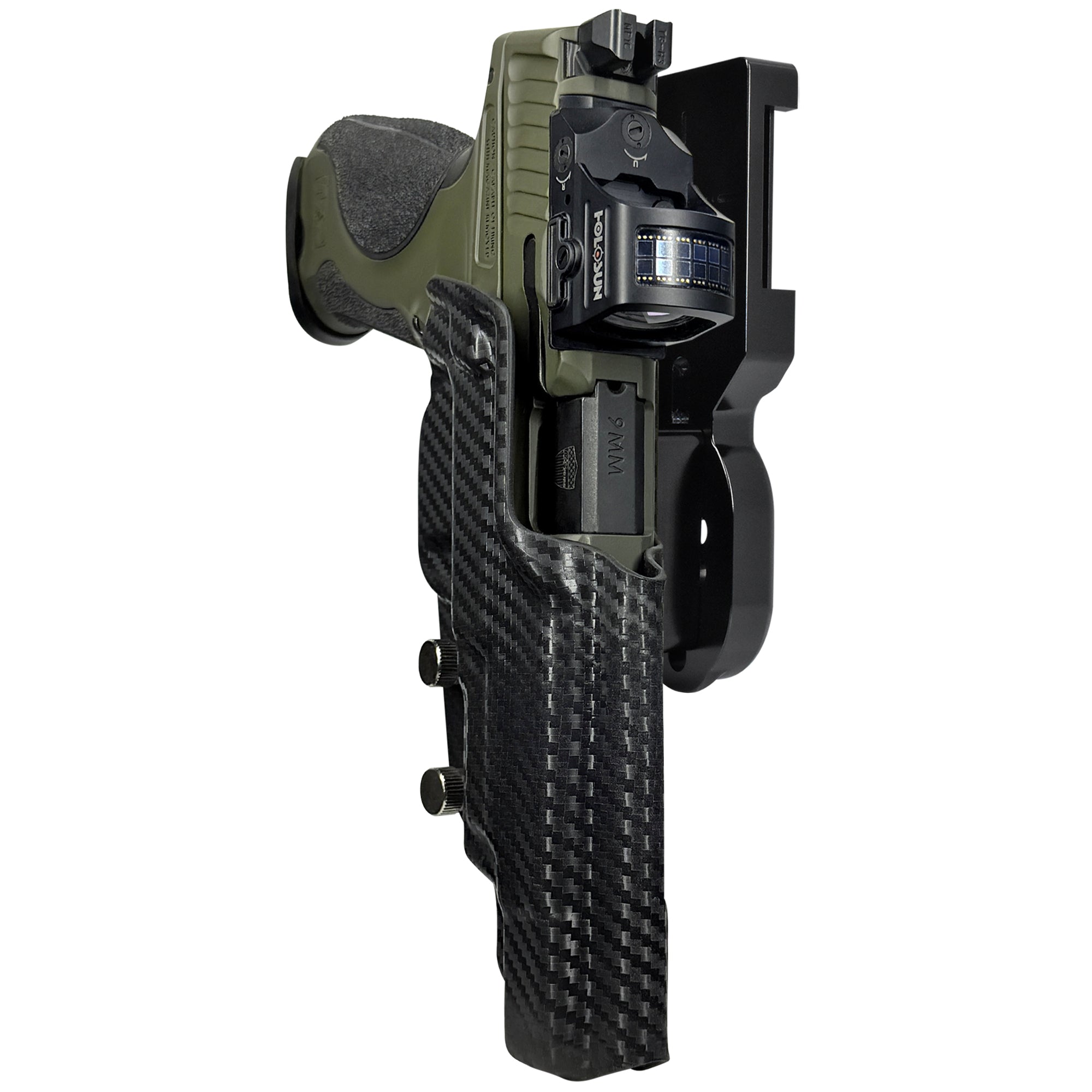 S&W MP9 Spec Series Pro Heavy Duty Competition Holster in Black / Carbon Fiber