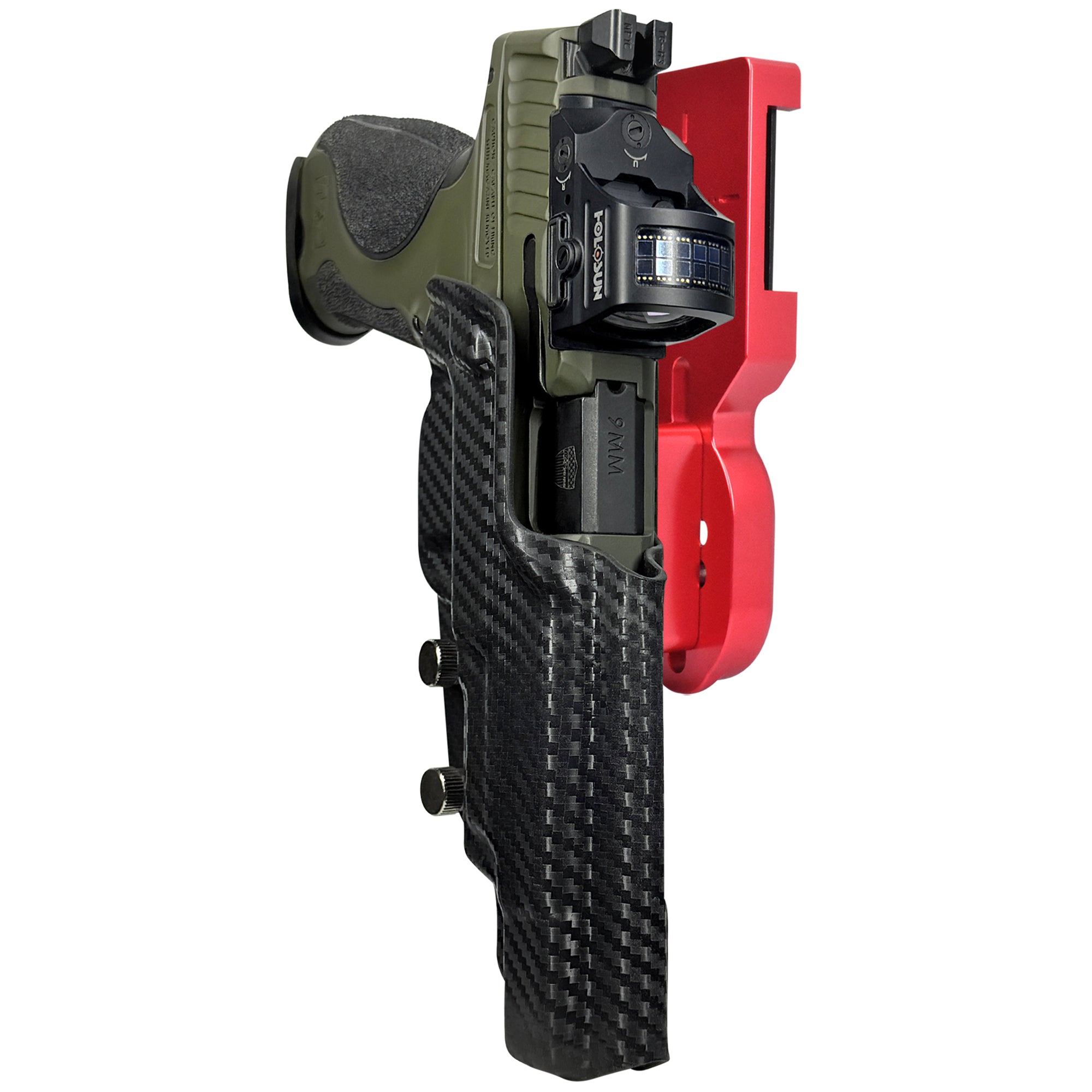 S&W MP9 Spec Series Pro Heavy Duty Competition Holster in Red / Carbon Fiber