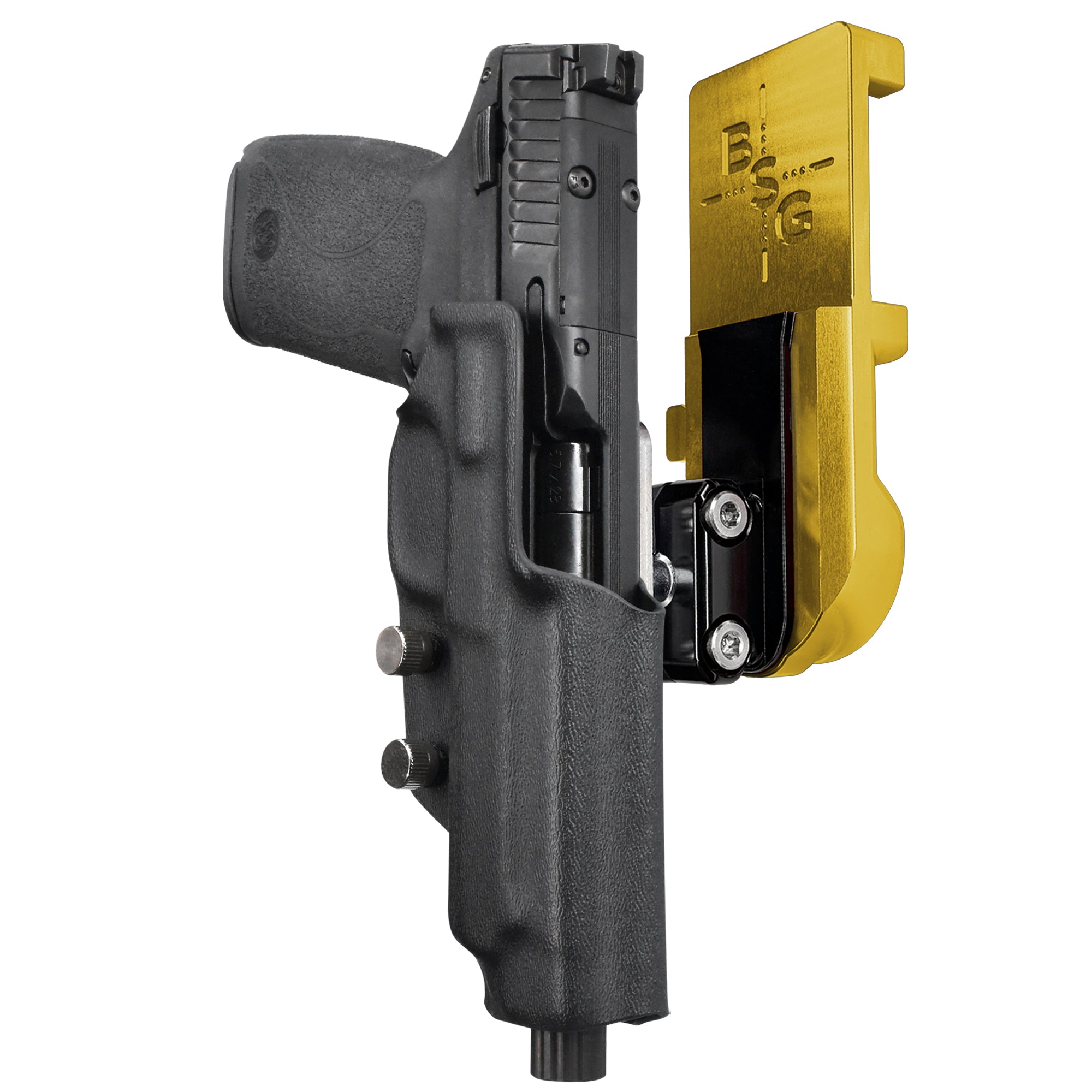 S&W M&P 5.7 IPSC/USPA Quick Mount Ball Joint Holster with 24K Gold Belt Attachment, Black Holster Shell