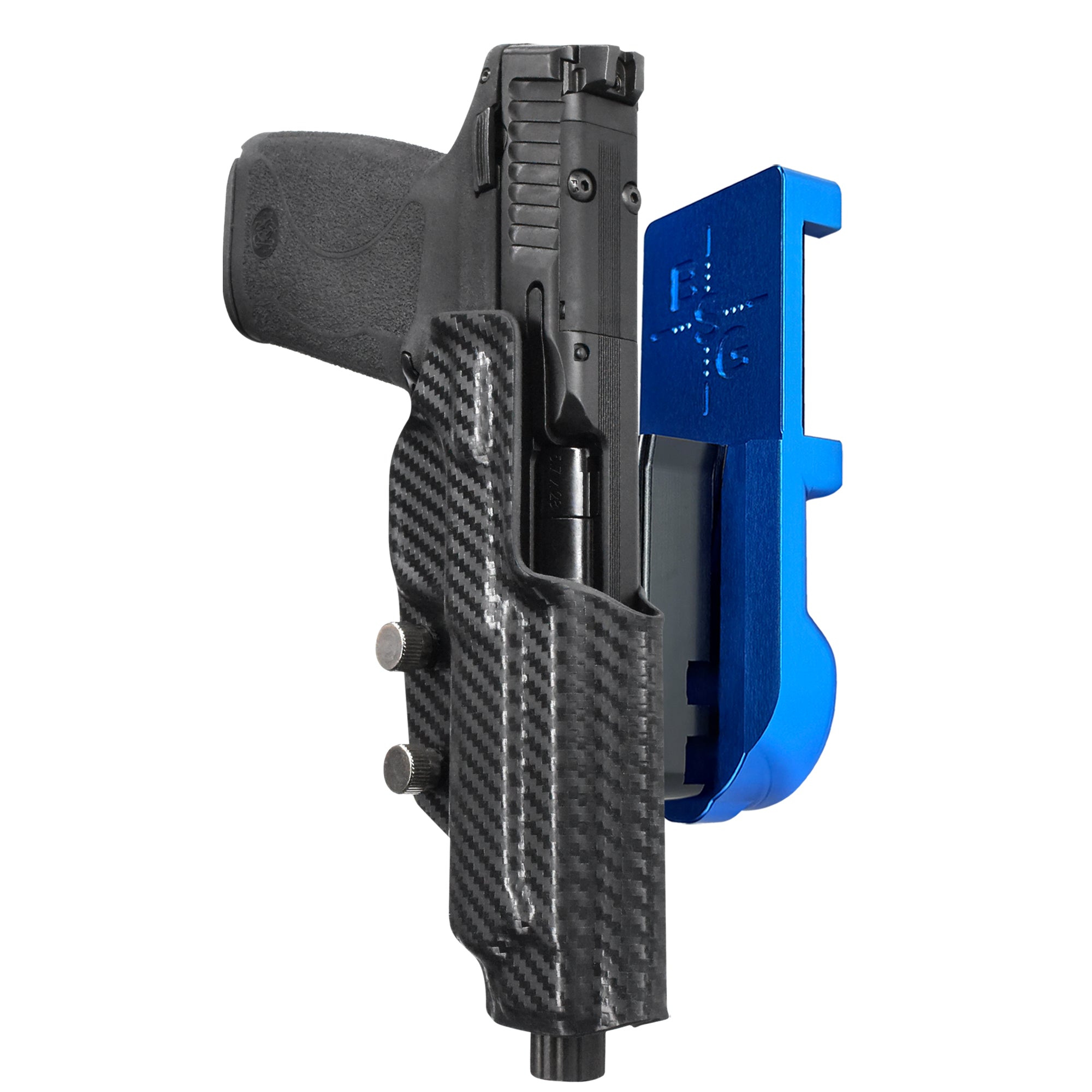 S&W M&P 5.7 IPSC/USPA Quick Mount Holster with Blue Belt Attachment, Carbon Fiber Holster Shell
