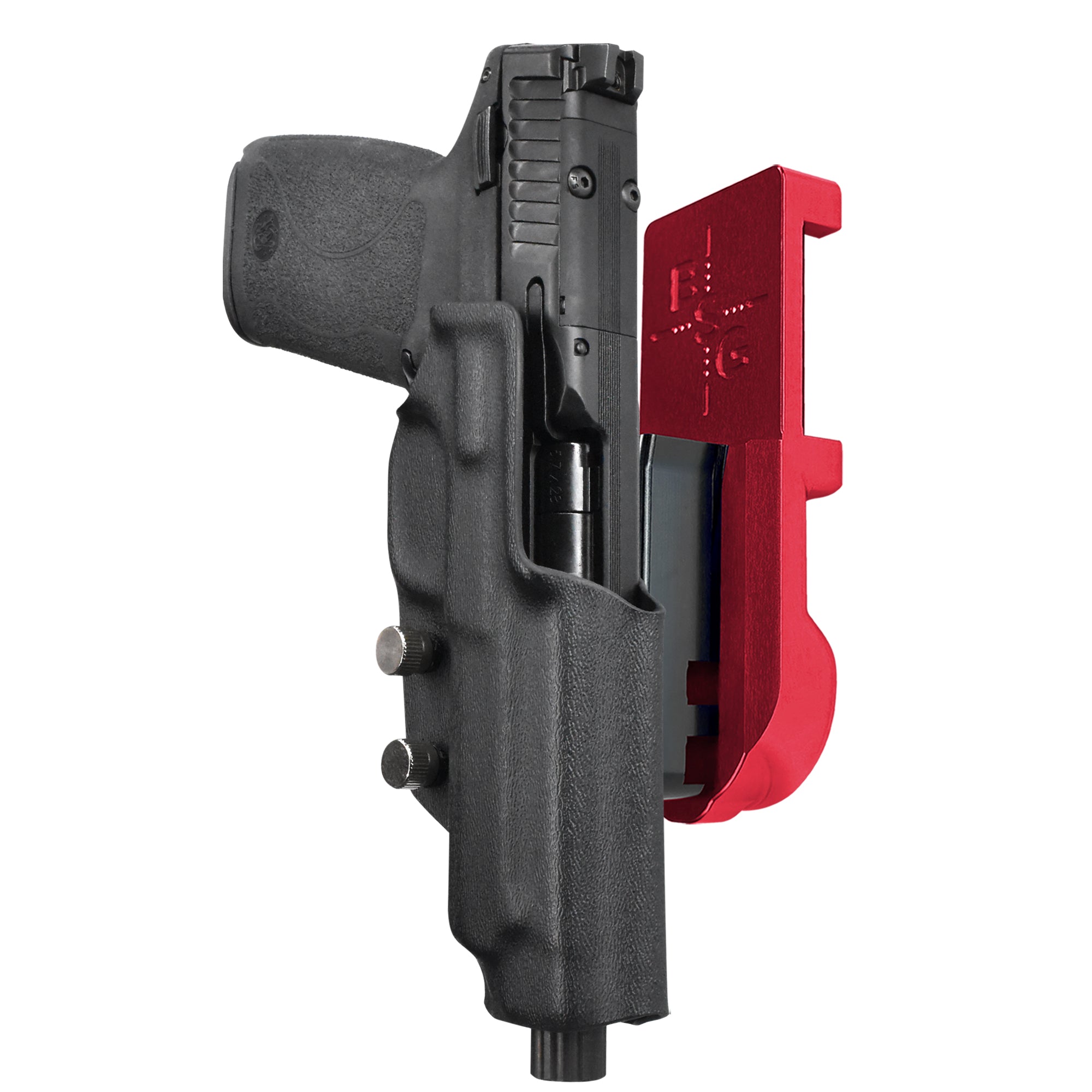 S&W M&P 5.7 IPSC/USPA Quick Mount Holster with Red Belt Attachment, Black Holster Shell