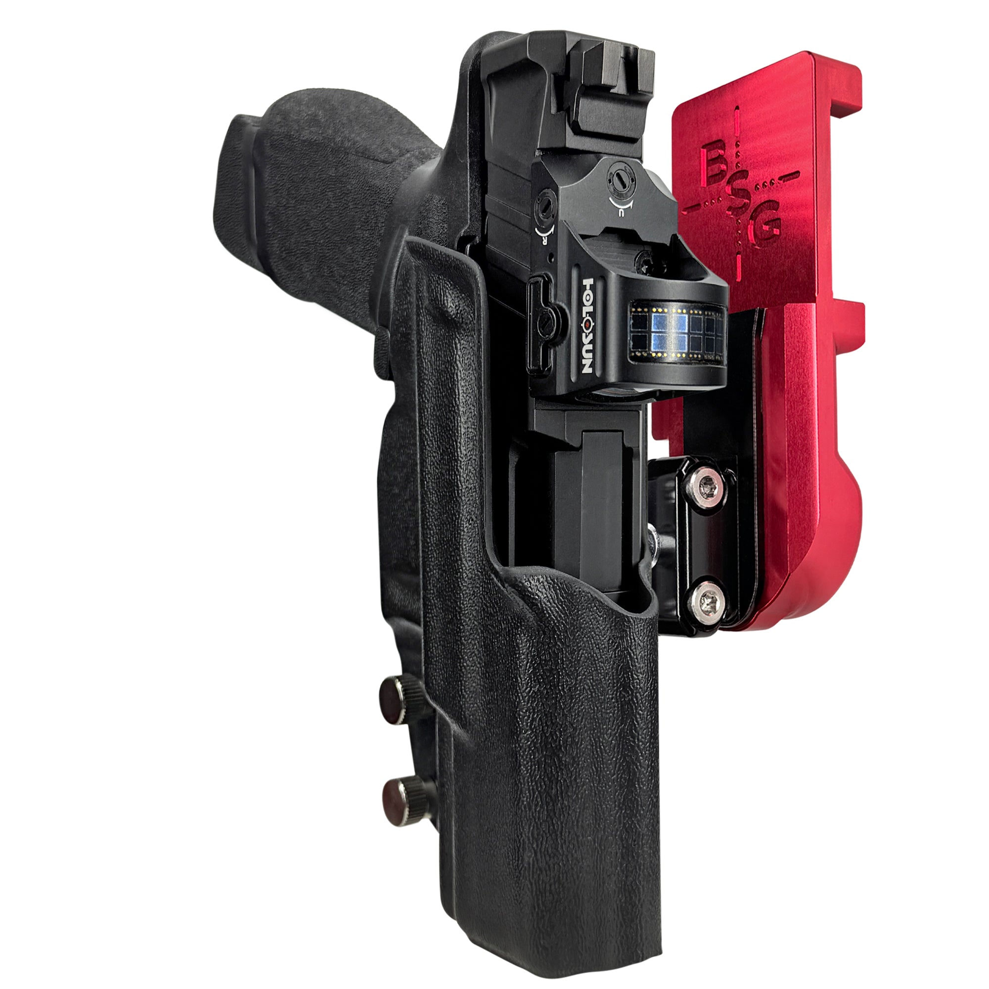 Springfield Echelon 4.0C IPSC/USPA Quick Mount Ball Joint Holster with Red Belt Attachment, Black Holster Shell