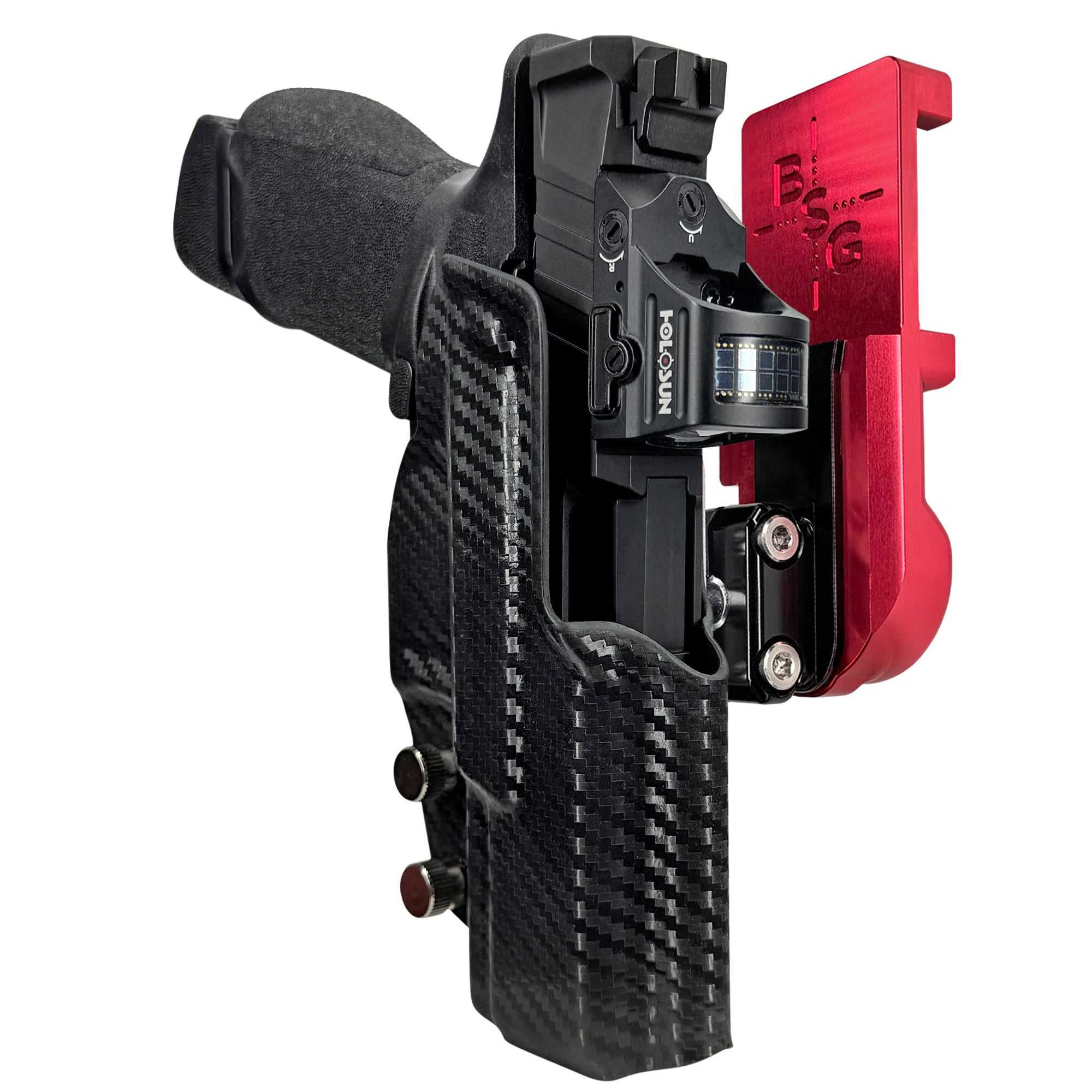 Springfield Echelon 4.0C IPSC/USPA Quick Mount Ball Joint Holster with Red Belt Attachment, Carbon Fiber Holster Shell